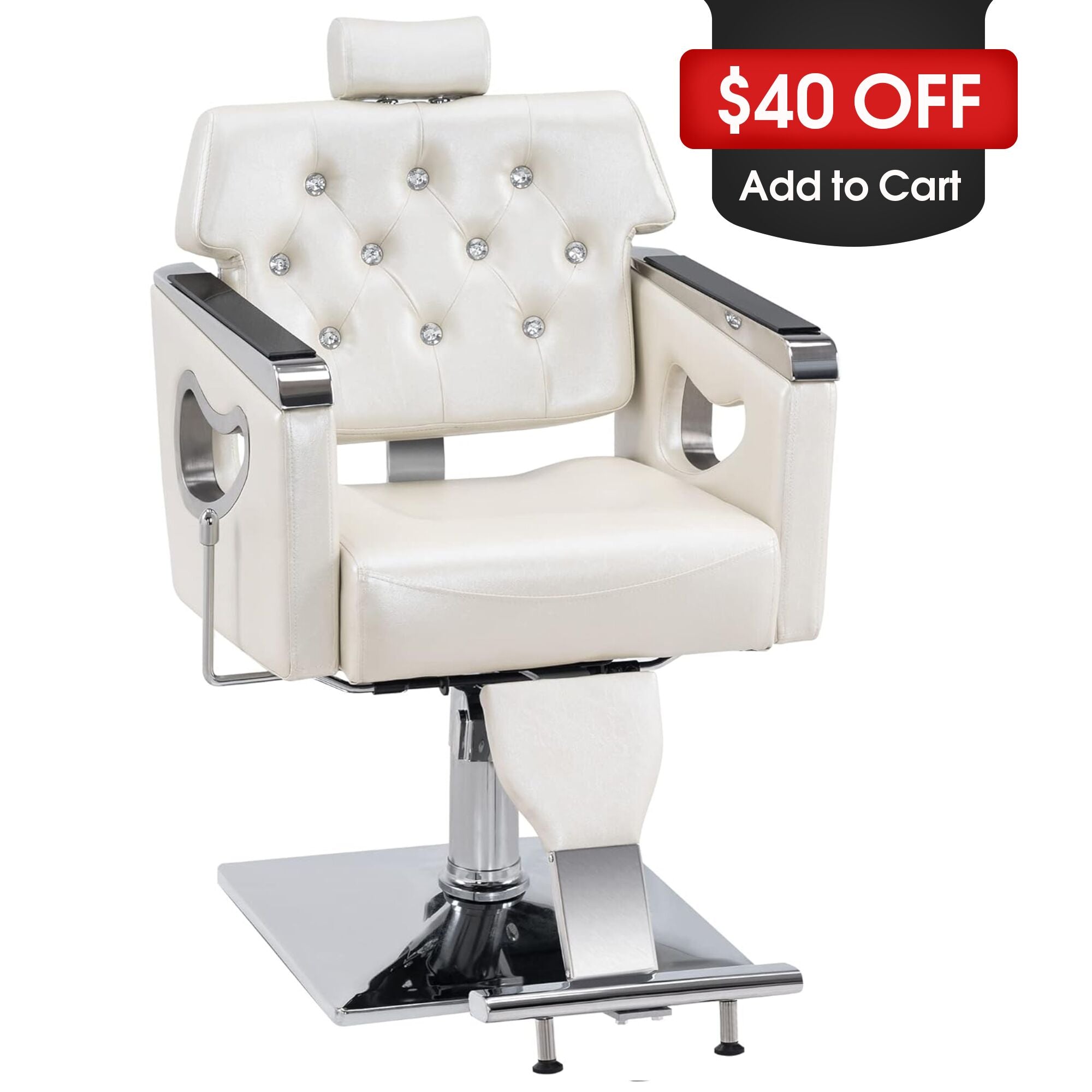 BarberPub Reclining Barber Chair for Hair Stylist, Hair Beauty Spa Salon Chair 8132