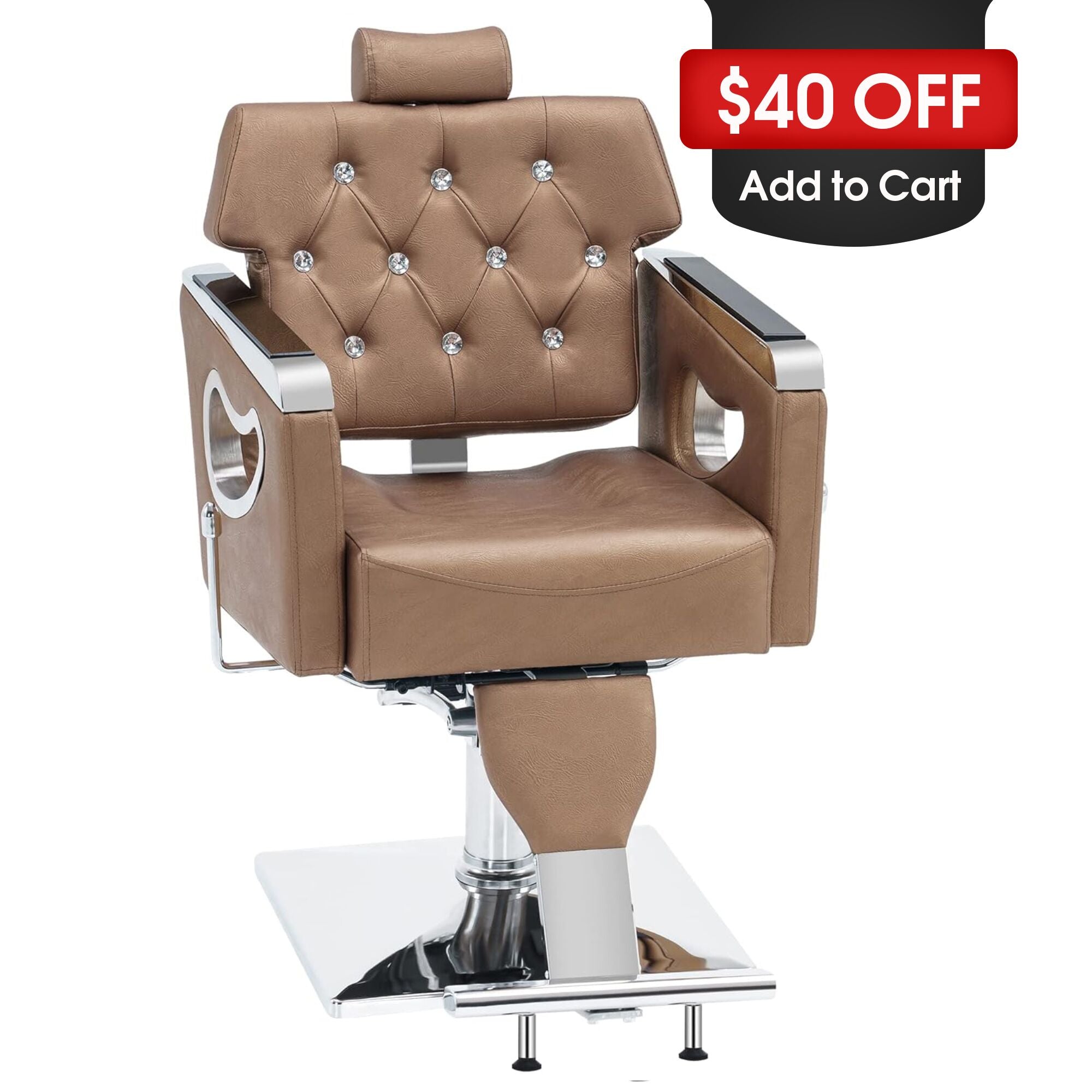BarberPub Reclining Barber Chair for Hair Stylist, Hair Beauty Spa Salon Chair 8132
