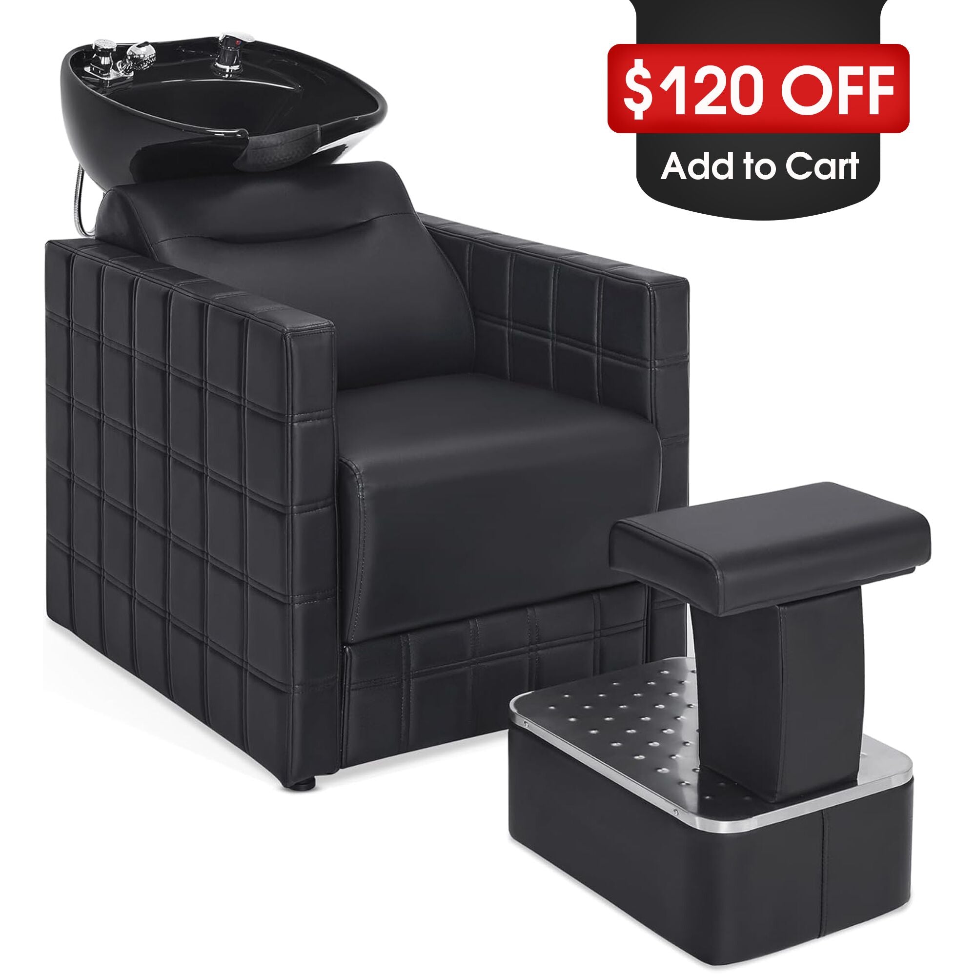 BarberPub Backwash Shampoo Station Chair, Salon Shampoo Bowl and Chair for Spa Barbershop 9083