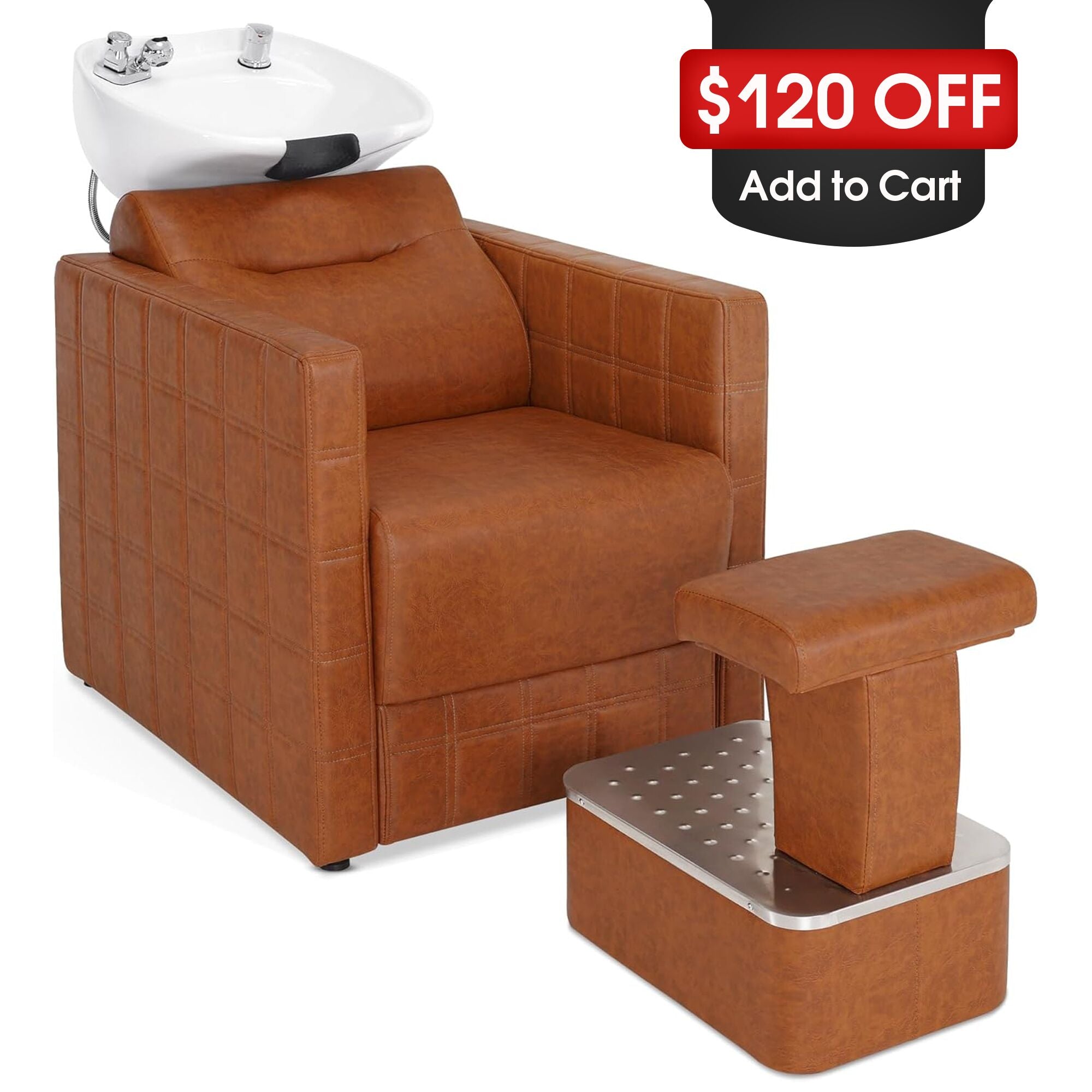 BarberPub Backwash Shampoo Station Chair, Salon Shampoo Bowl and Chair for Spa Barbershop 9083