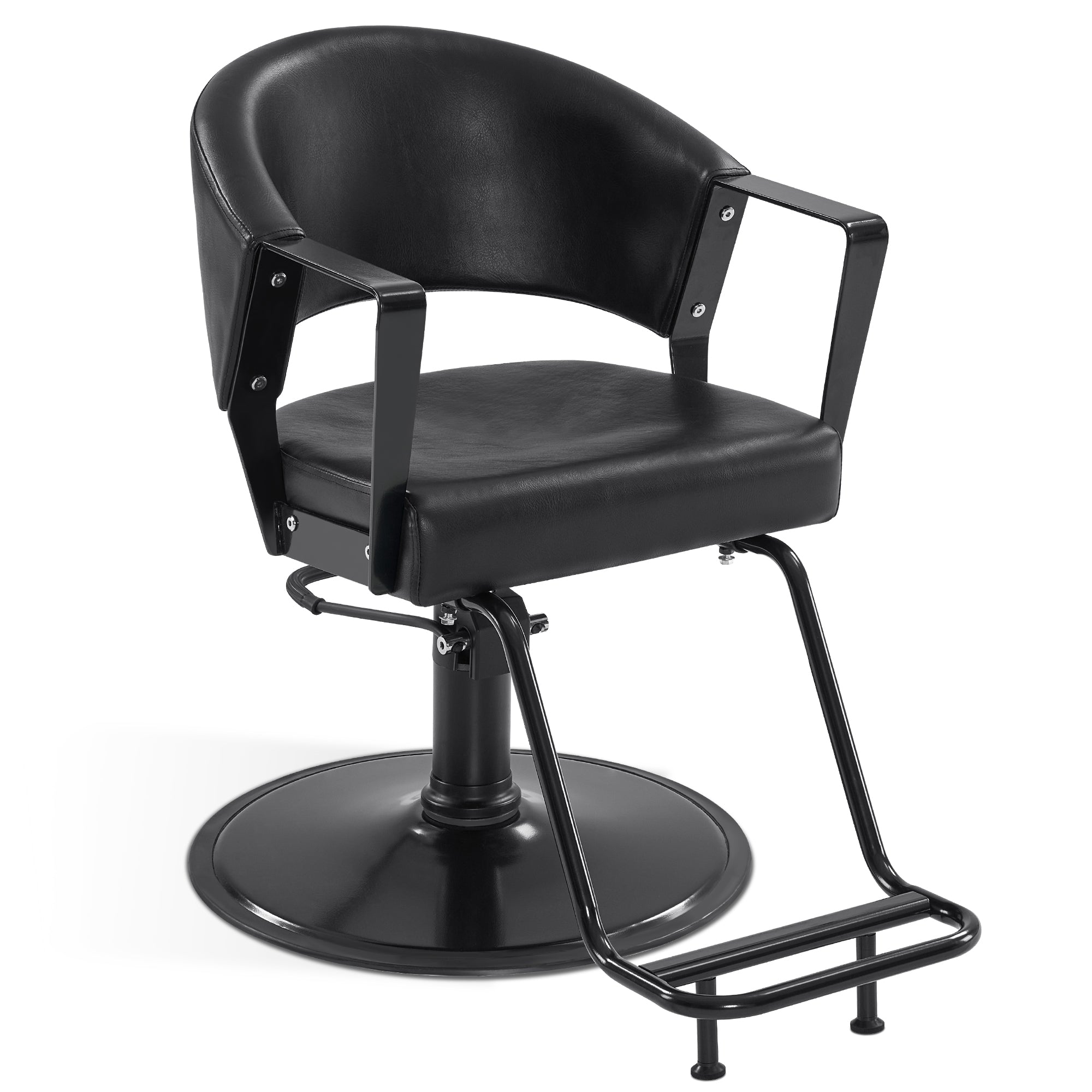 BarberPub Hydraulic Salon Chair, All Black 360° Swivel Hair Styling Chair 8517