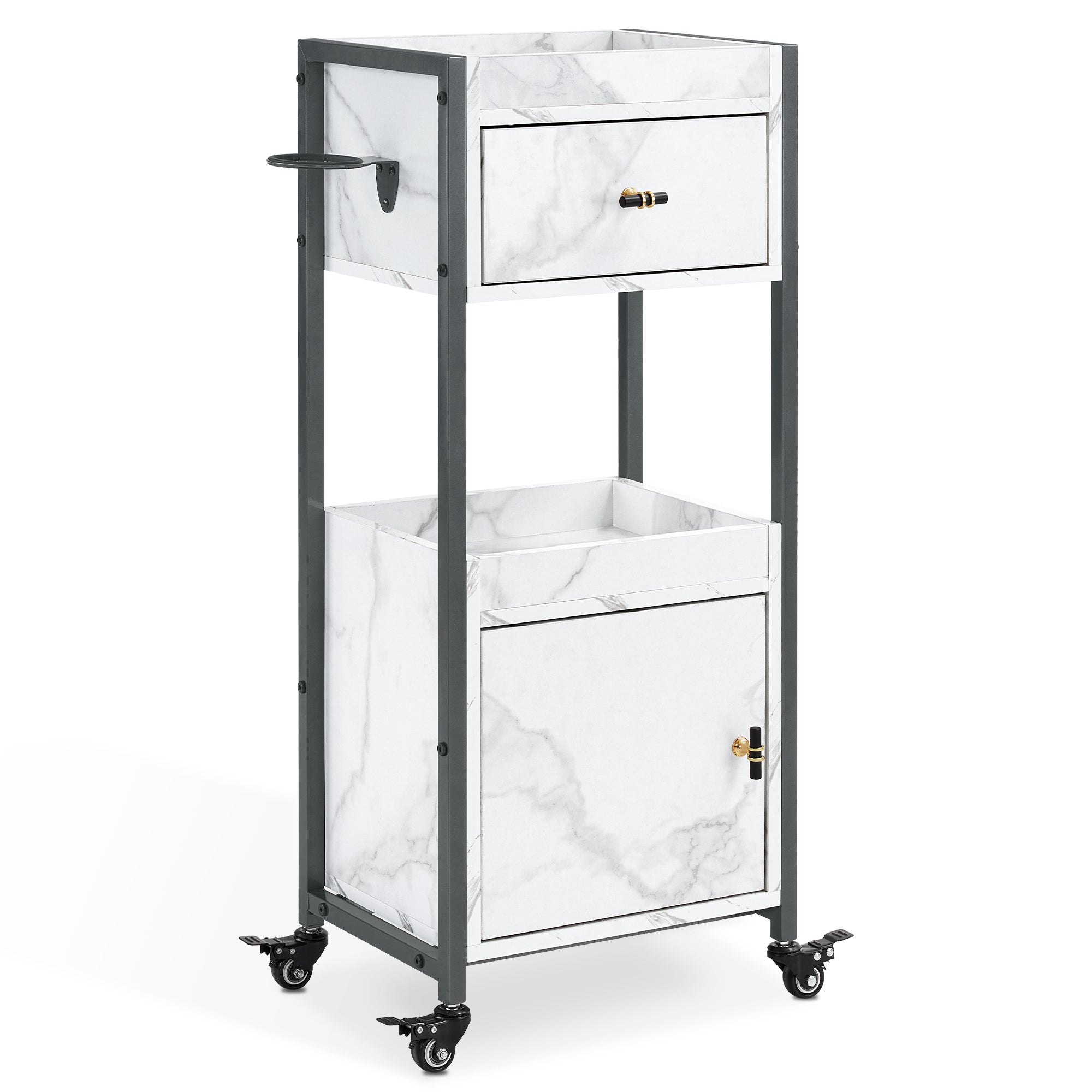 Hair Salon Storage Rolling Trolley with Hair Tool Holder, Beauty Barber Utility Organizer 2477