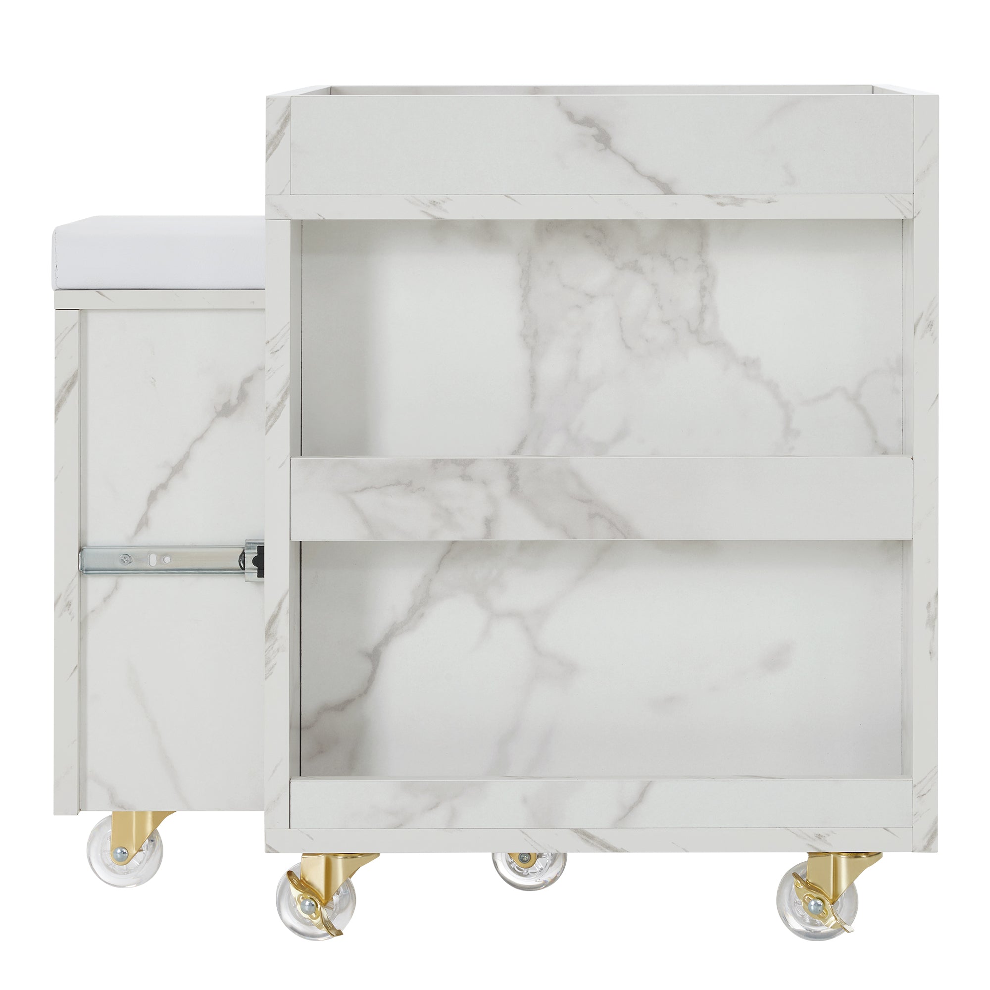 BarberPub Foot Nail Cart with Diverse Storage Spaces, Mobile Pedicure Trolley Featuring 4 Lockable Wheels 2091/2099