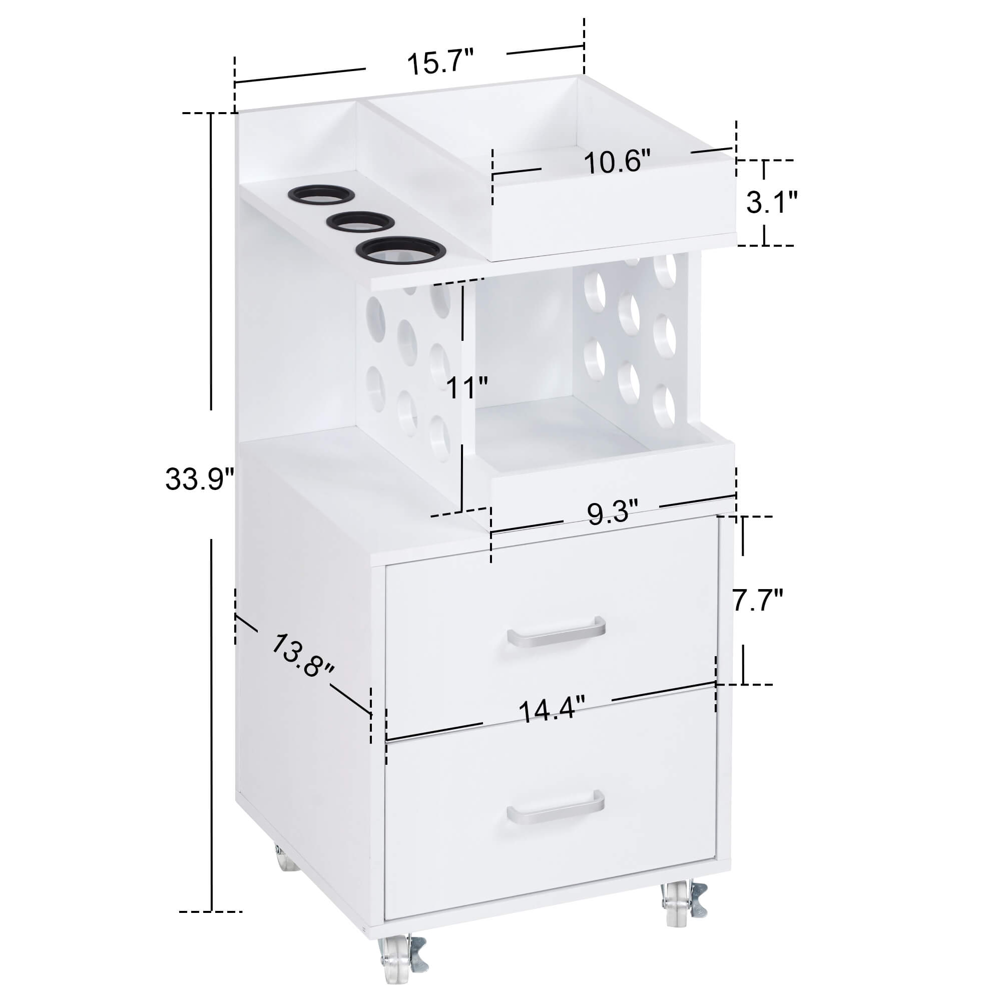 Salon Rolling Trolley with Pegboard, Hair Styling Utility Cart for Storage 2492