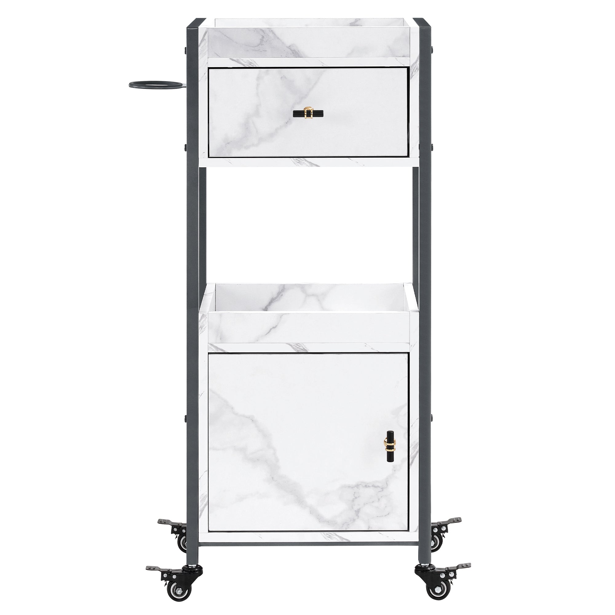 Hair Salon Storage Rolling Trolley with Hair Tool Holder, Beauty Barber Utility Organizer 2477