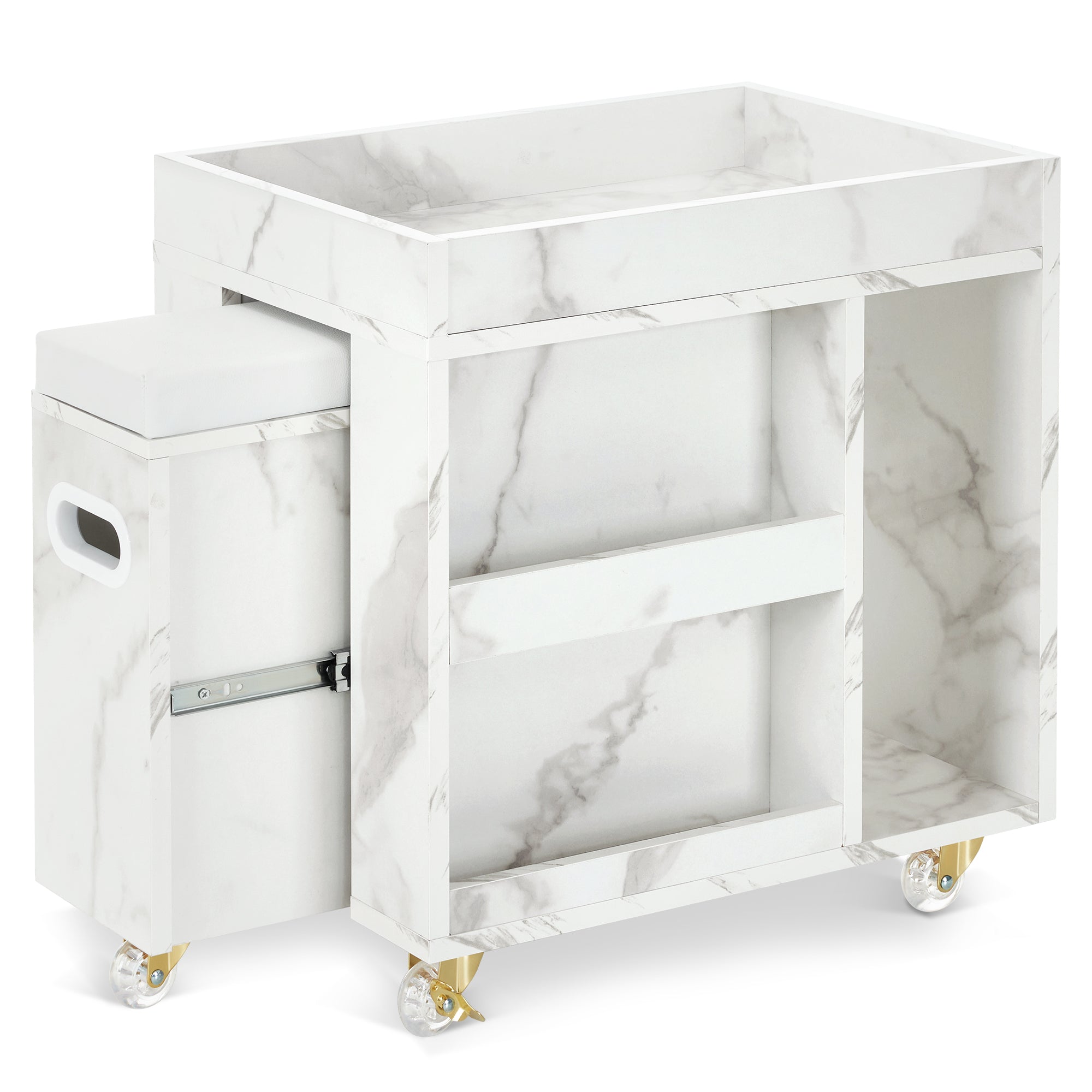 BarberPub Foot Nail Cart with Diverse Storage Spaces, Mobile Pedicure Trolley Featuring 4 Lockable Wheels 2091/2099