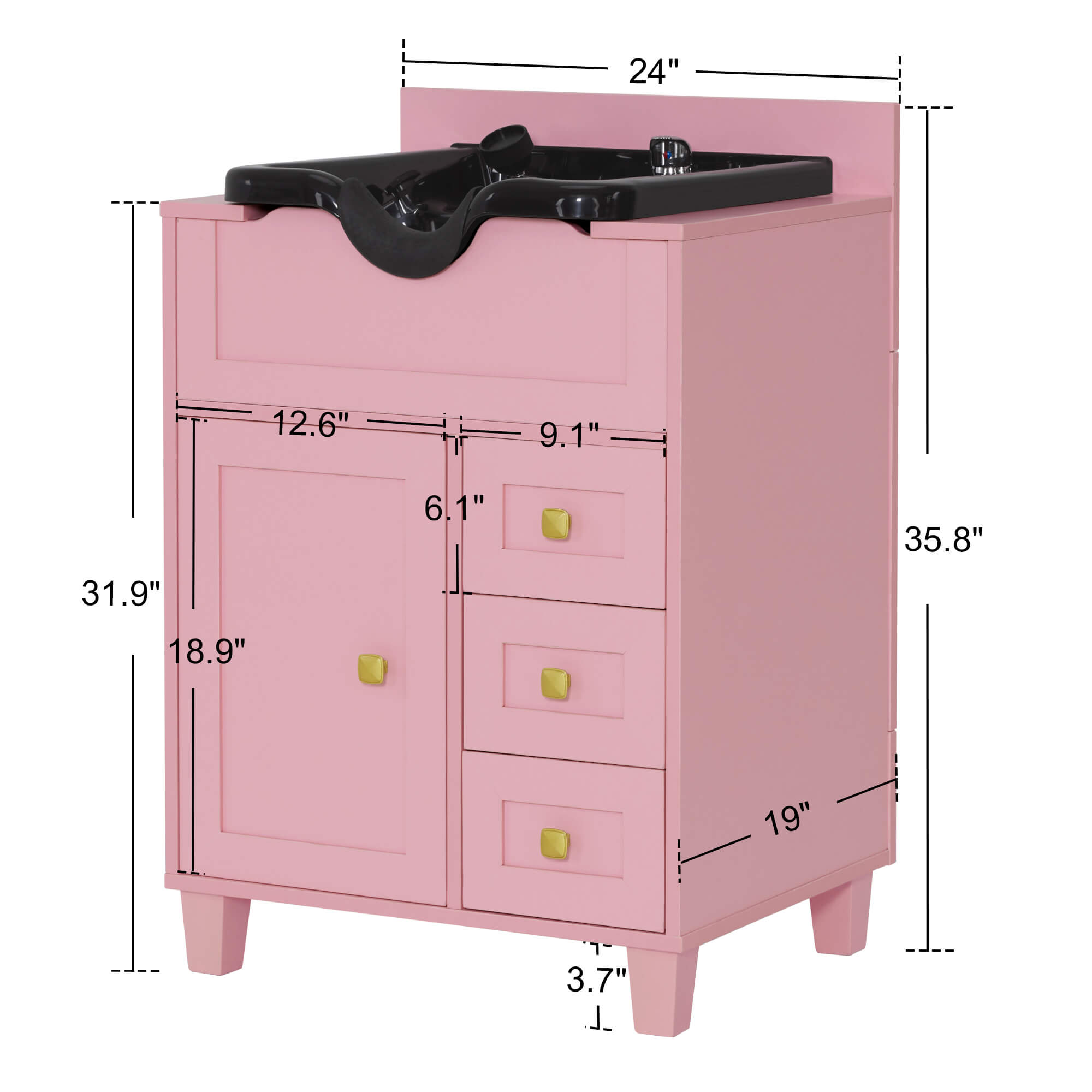 Barber Textured Embossed Storage Shampoo Station, Hair Salon Shampoo Backwash Equipment 7131