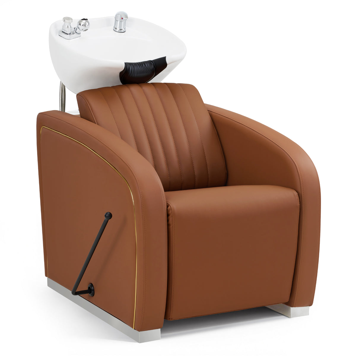 BarberPub Shampoo Bowl and Chair Set, Mold-resistant PVC Leather, 9718