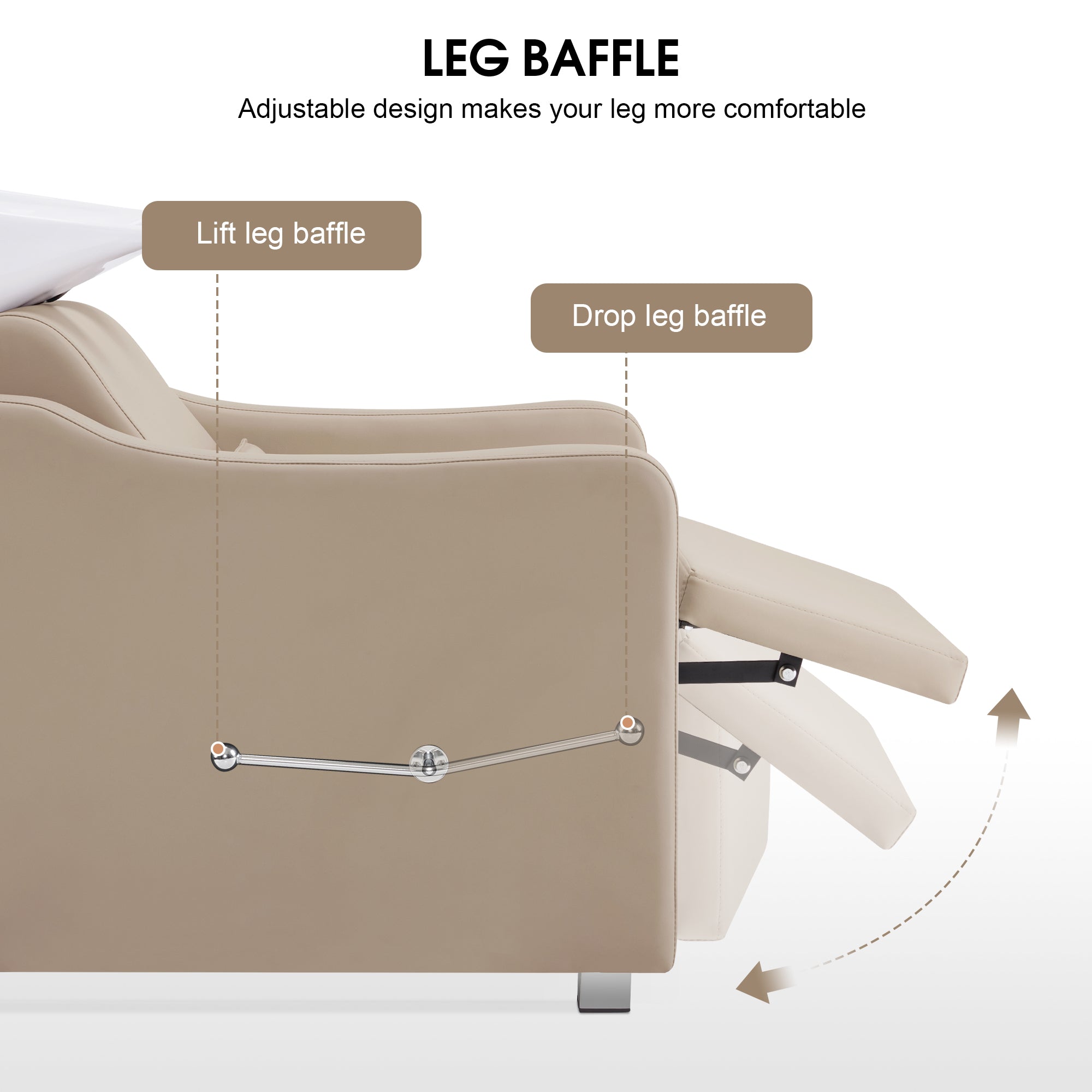 BarberPub Backwash Shampoo Station Chair, Ceramic Hair Wash Bowl for Salon 9364