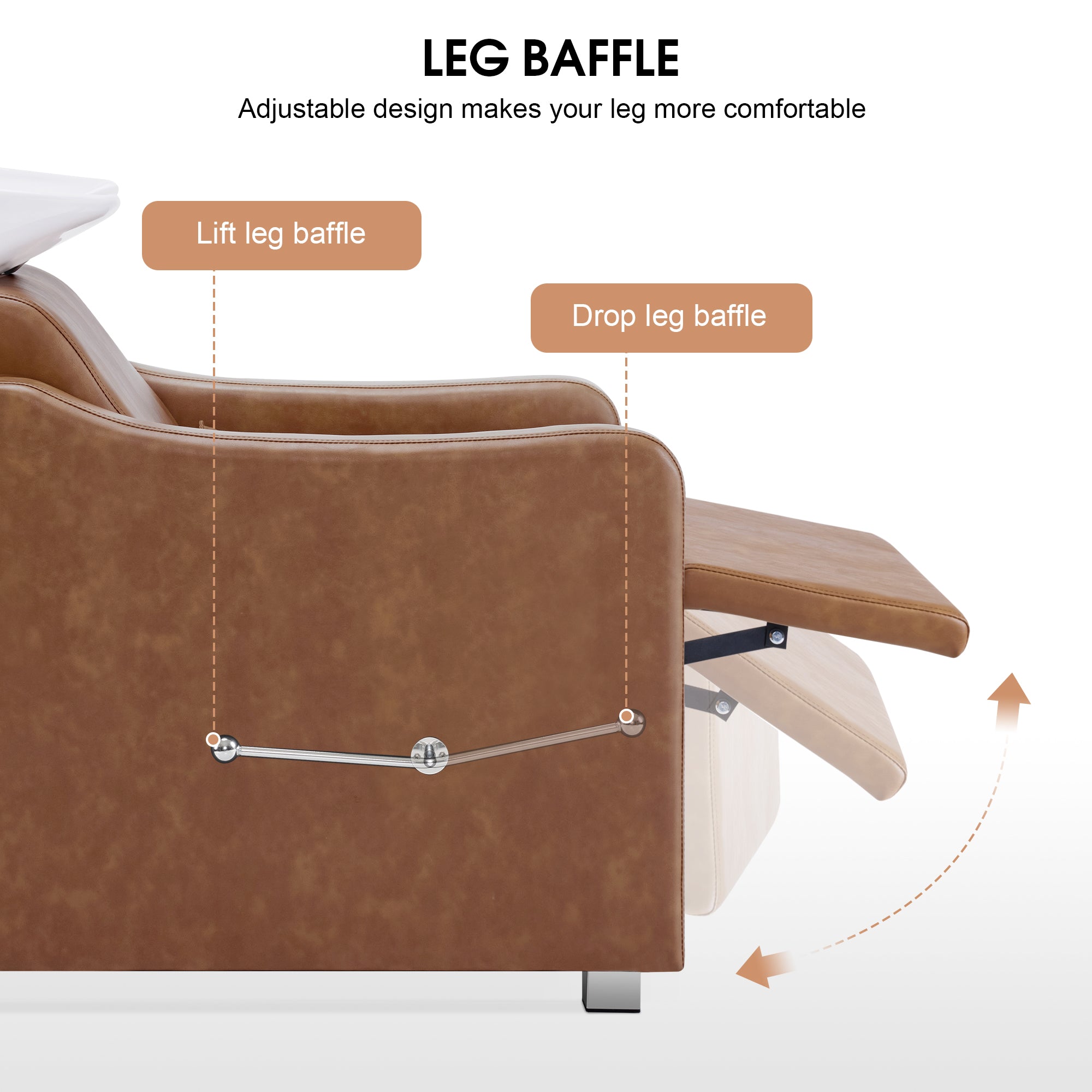 BarberPub Backwash Shampoo Station Chair, Ceramic Hair Wash Bowl for Salon 9364