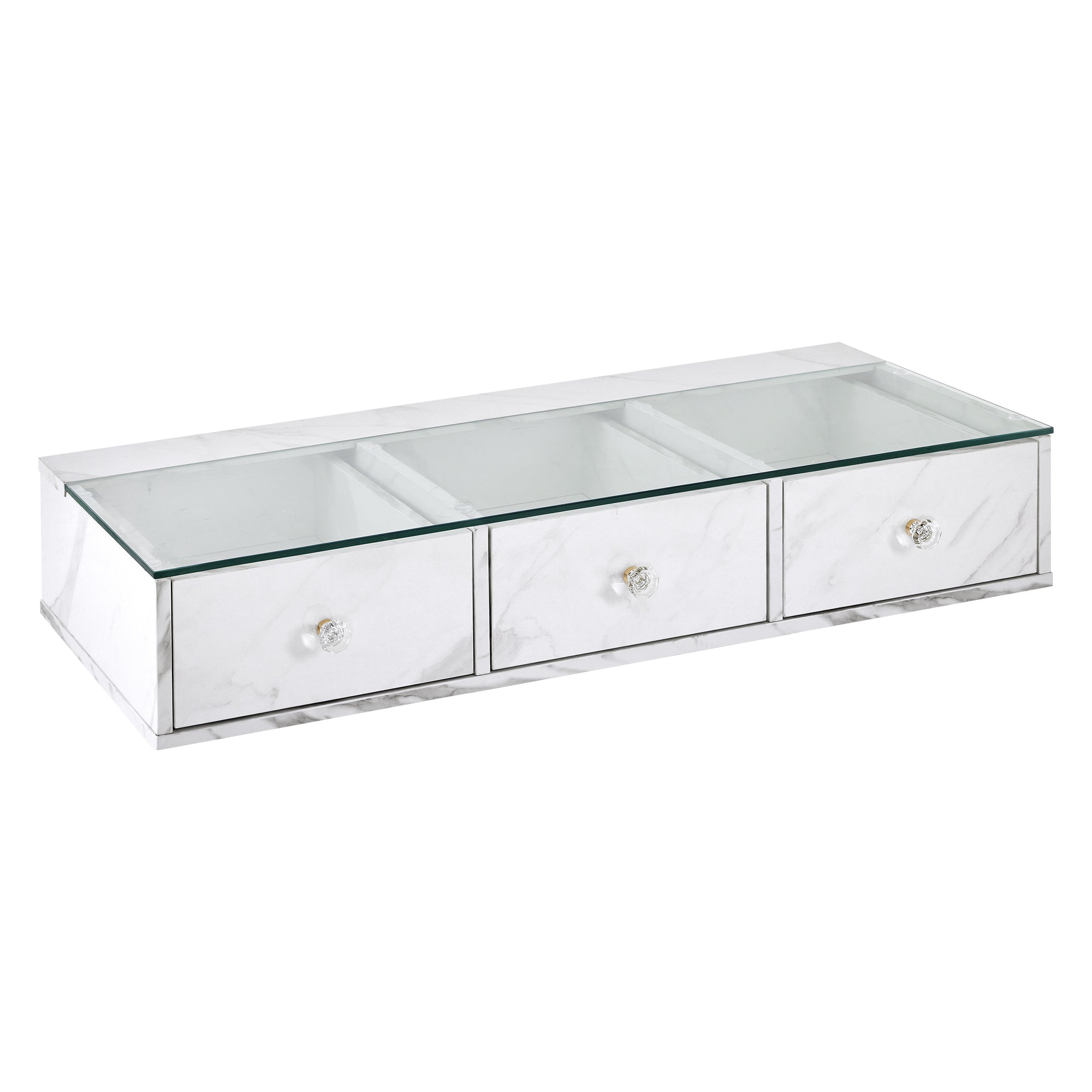 Beauty Wall Mount Station with Stroage Drawers & Glass Top, Modern Hair Salon Station 2200