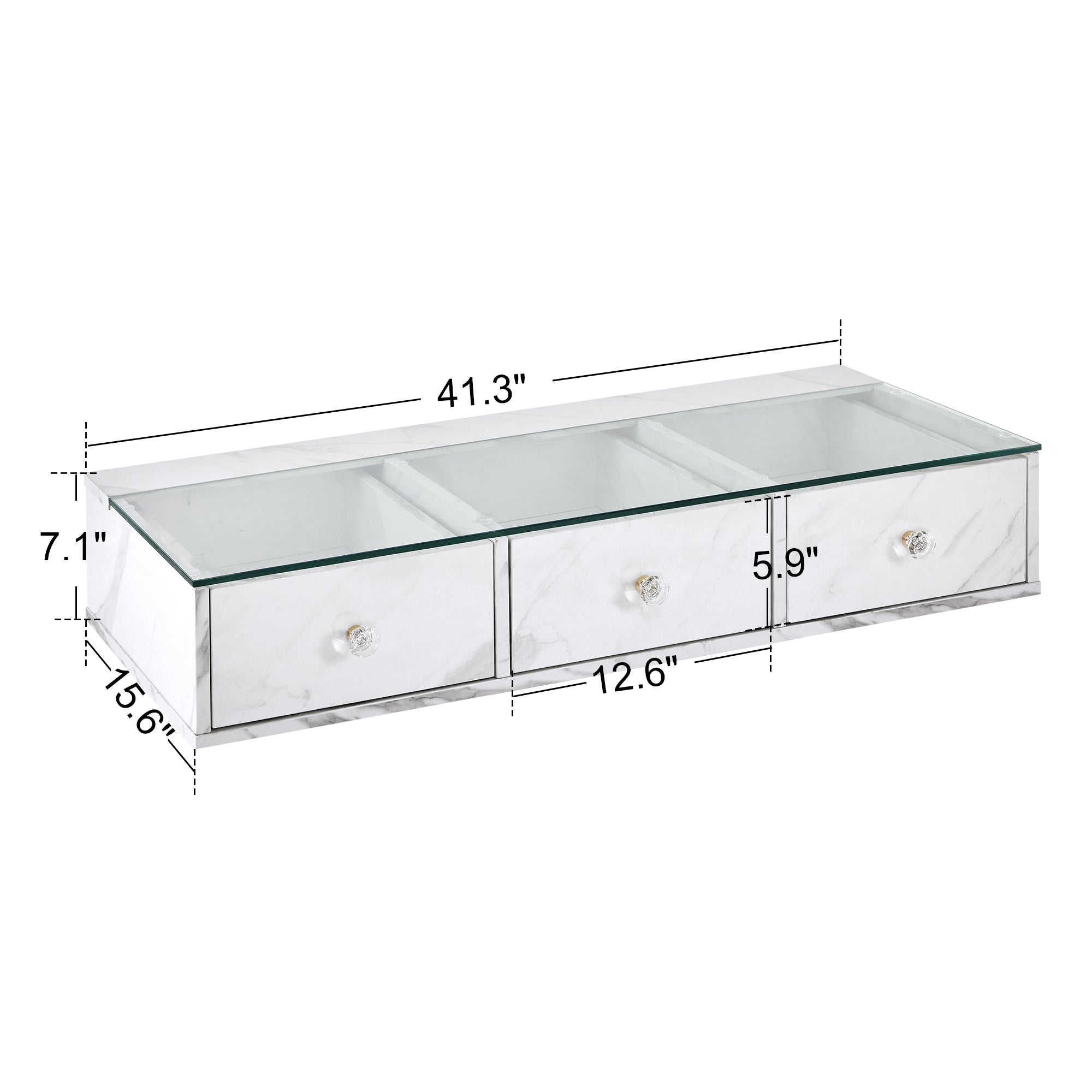 Beauty Wall Mount Station with Stroage Drawers & Glass Top, Modern Hair Salon Station 2200