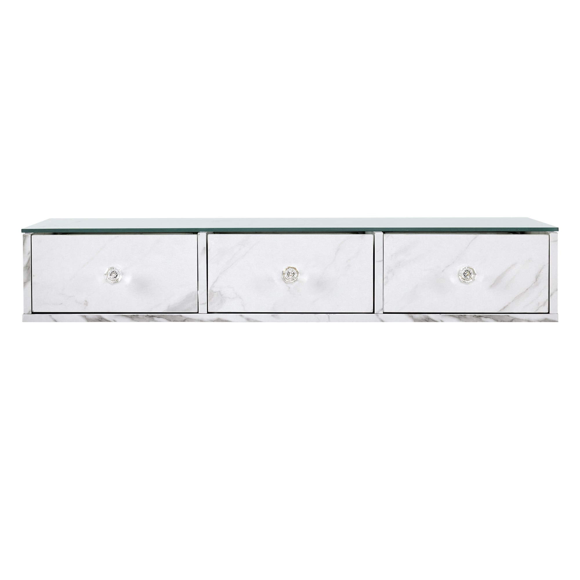 Beauty Wall Mount Station with Stroage Drawers & Glass Top, Modern Hair Salon Station 2200