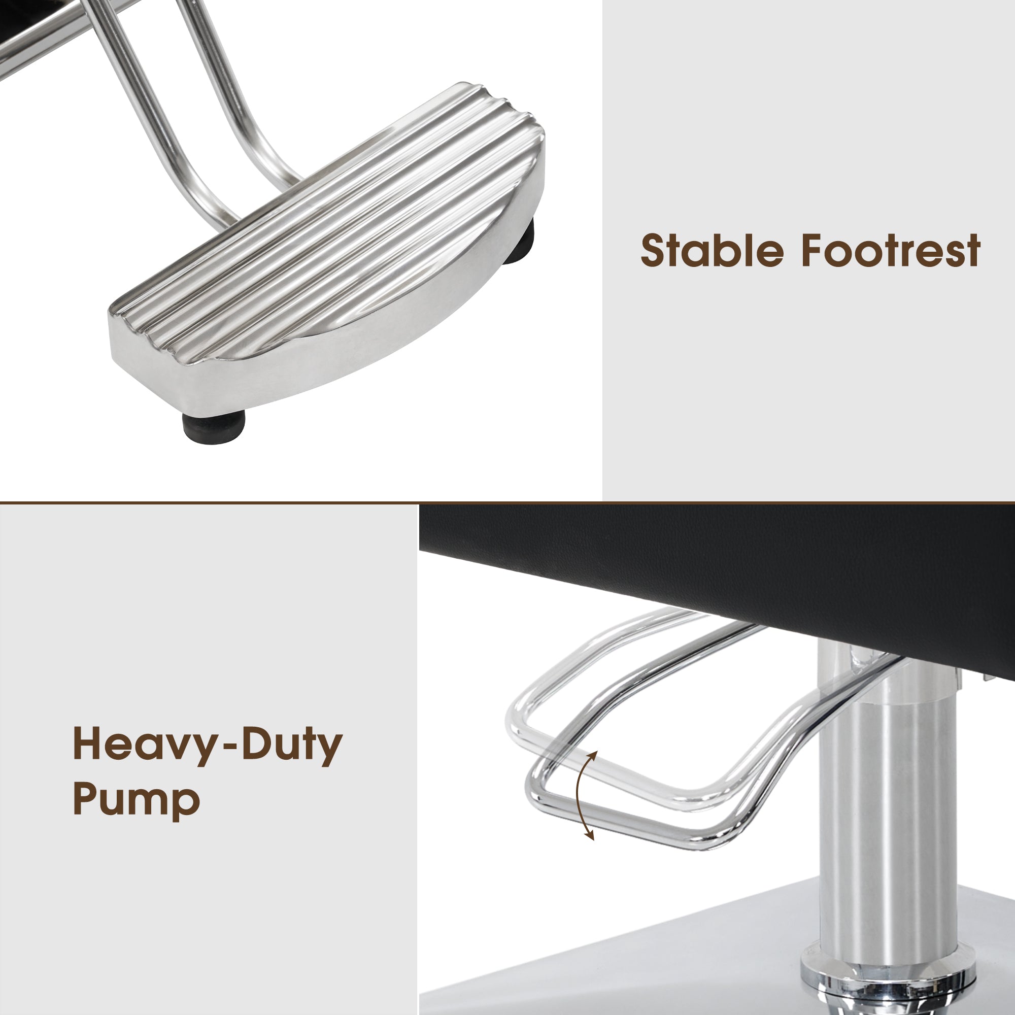 BarberPub Salon Chair 3802 & Backwash Shampoo Chair 9370 Set – Brown Hydraulic Barber Styling Chair with Ceramic Hair Wash Bowl