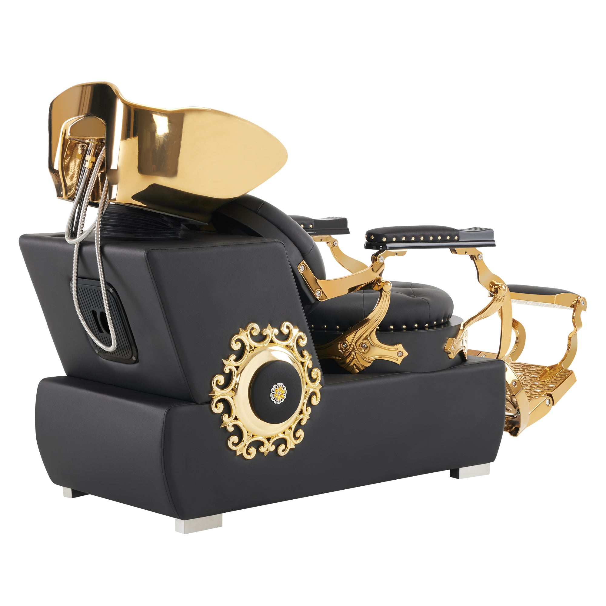 BarberPub Backwash Shampoo Station Chair, Ceramic Hair Wash Bowl Retro 8610