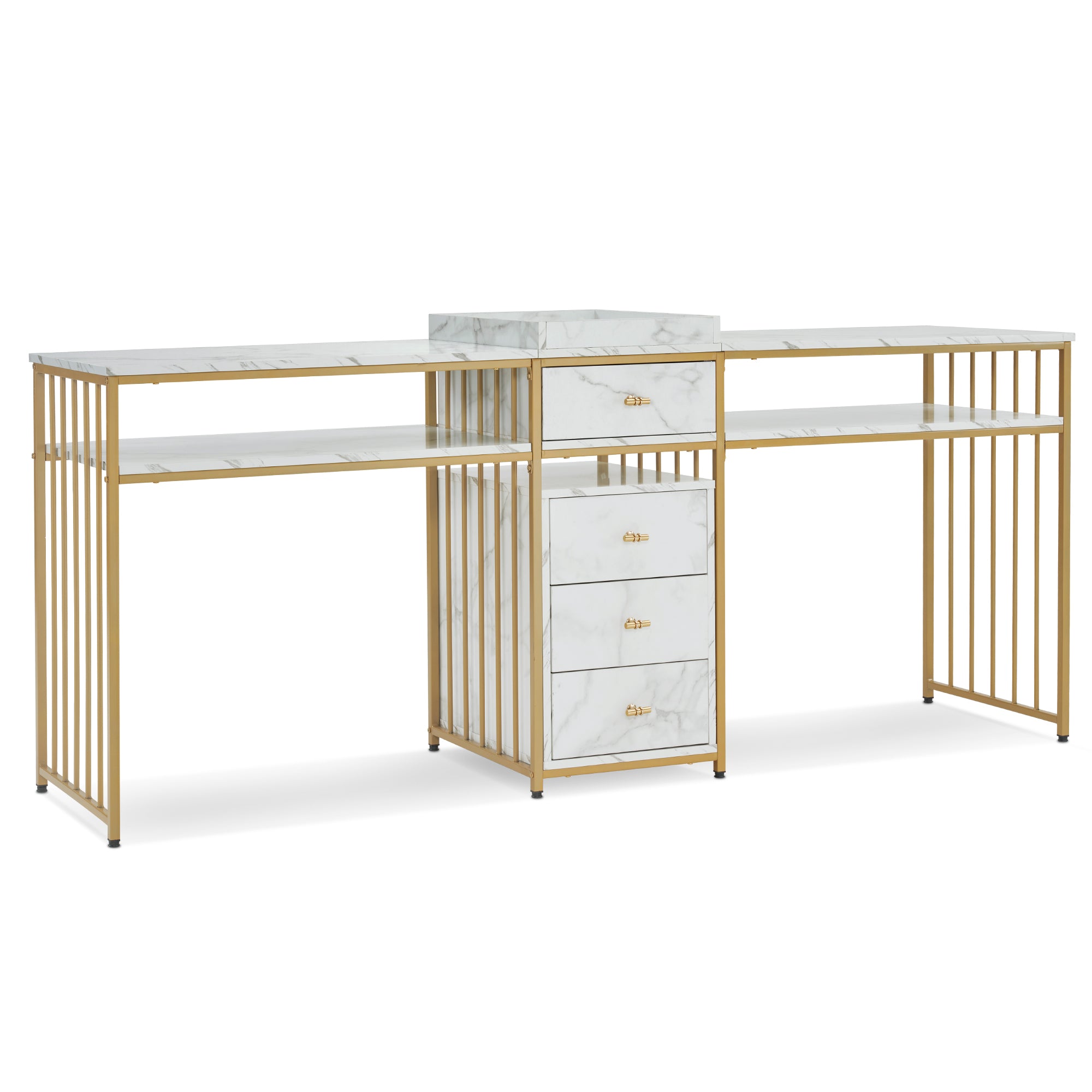 BarberPub Double Acetone Resistant Manicure Table Beauty Storage Nail Desk 2456