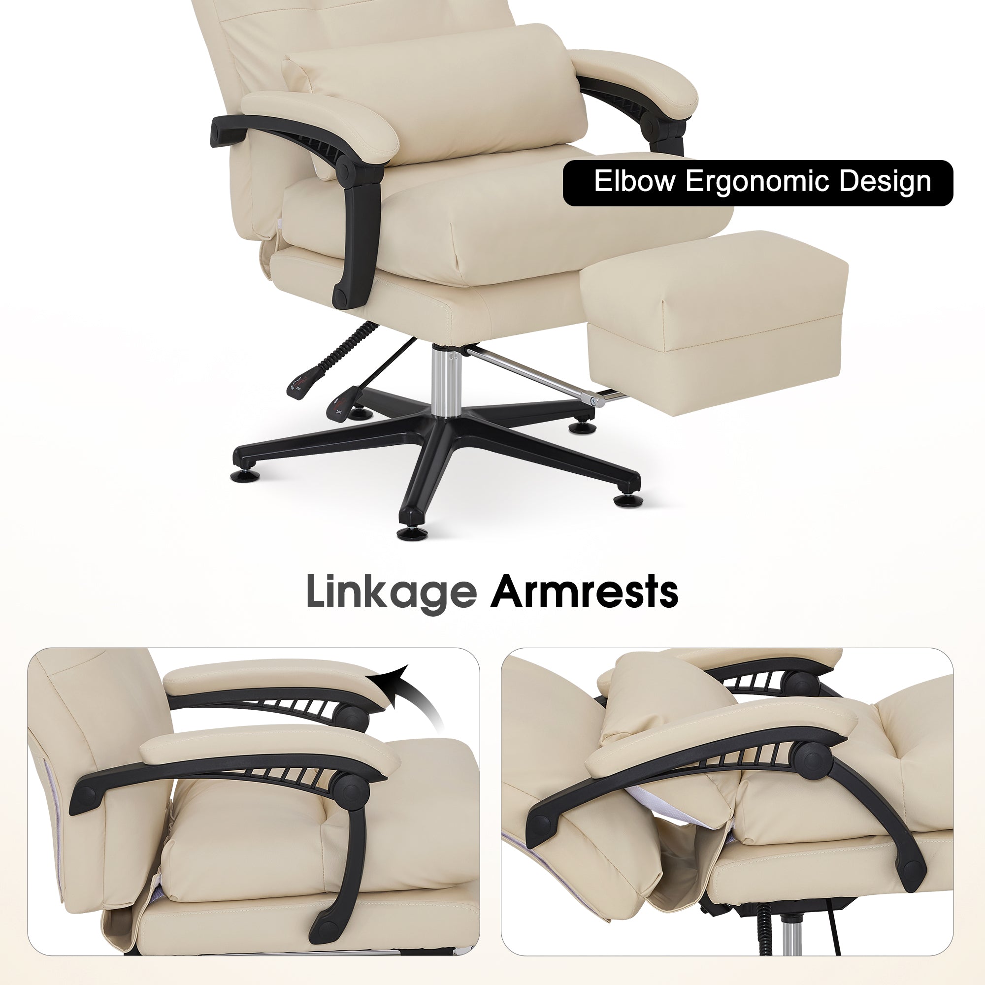 BarberPub Reclining Salon Pedicure Chair, 360° Swivel, Adjustable Height Lash Chair 8183