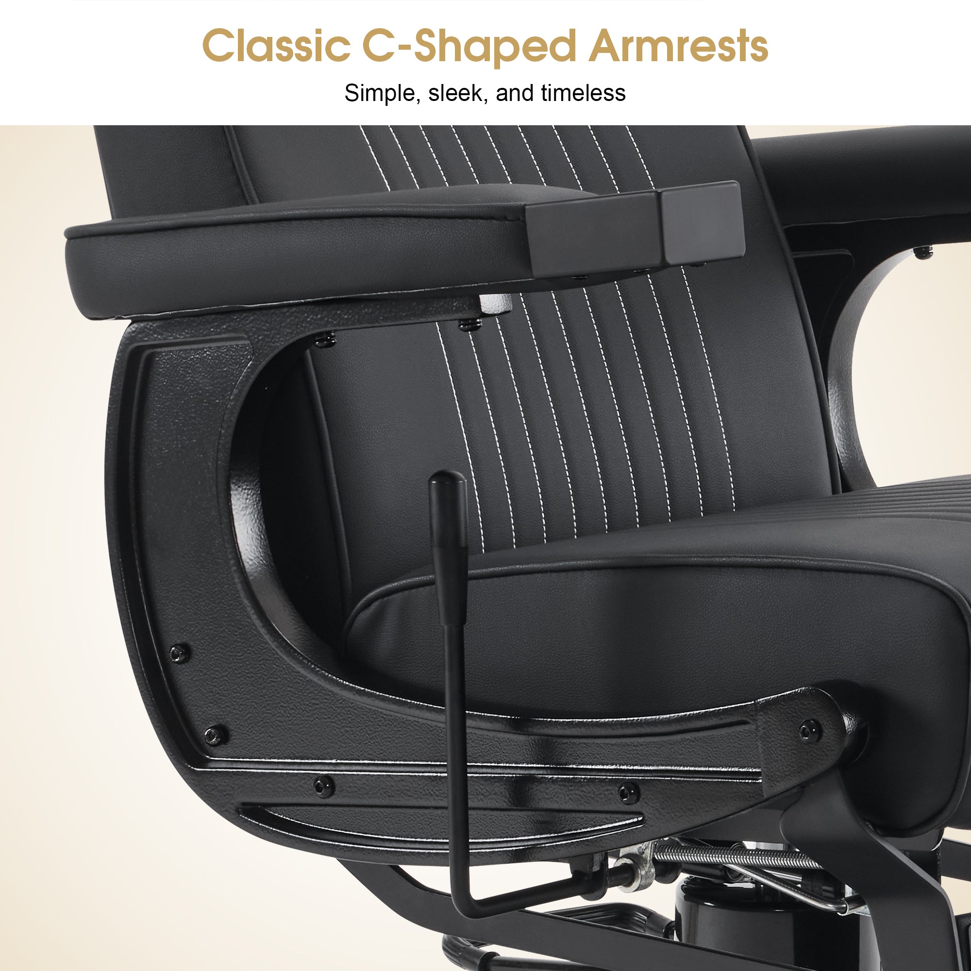 BarberPub Hydraulic Reclining Barber Chair with Adjustable Headrest, Black 8334