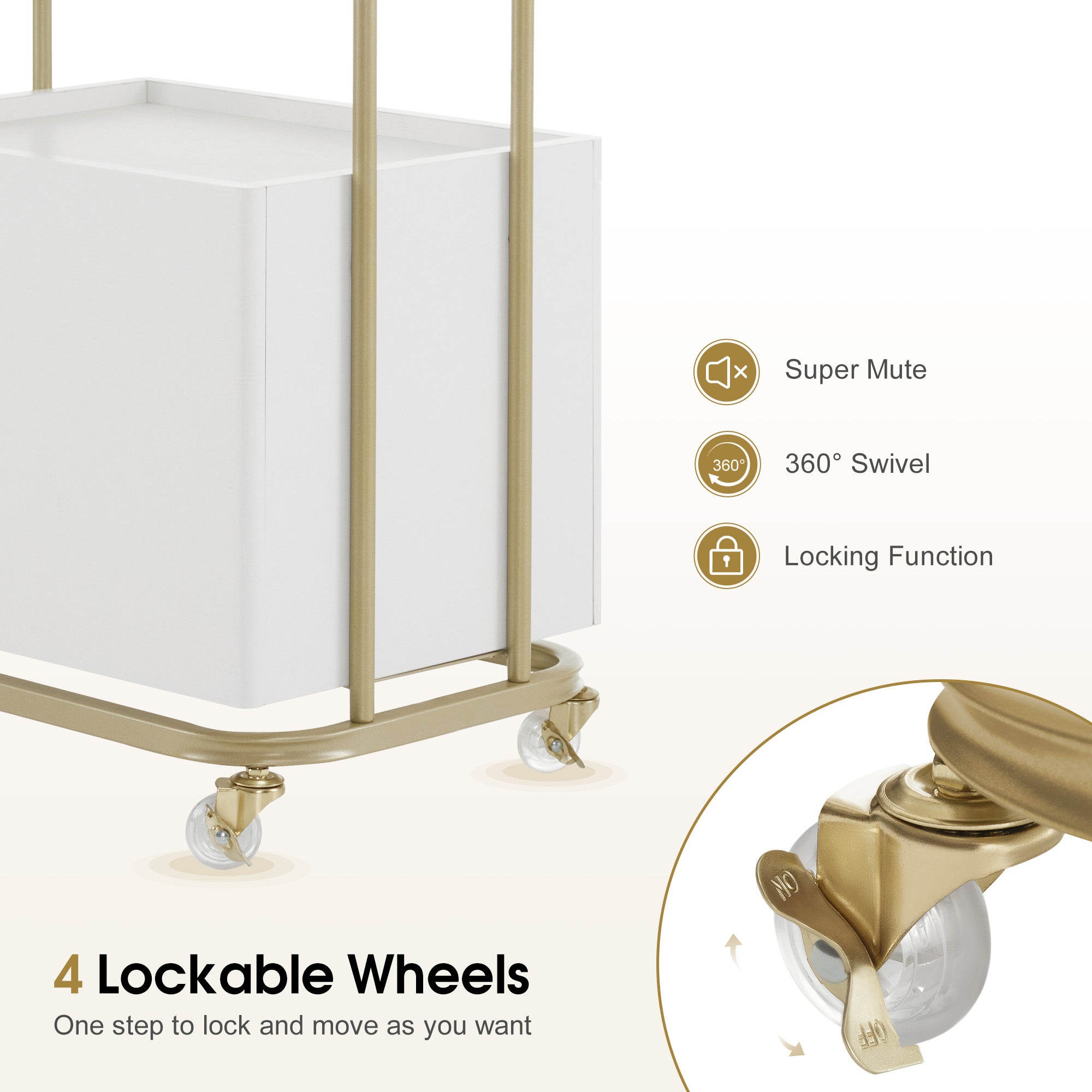 Salon SPA Rolling Trolley with Lockable Wheels, Barber Storage Cart for Storing Skin Cosmetics 2074