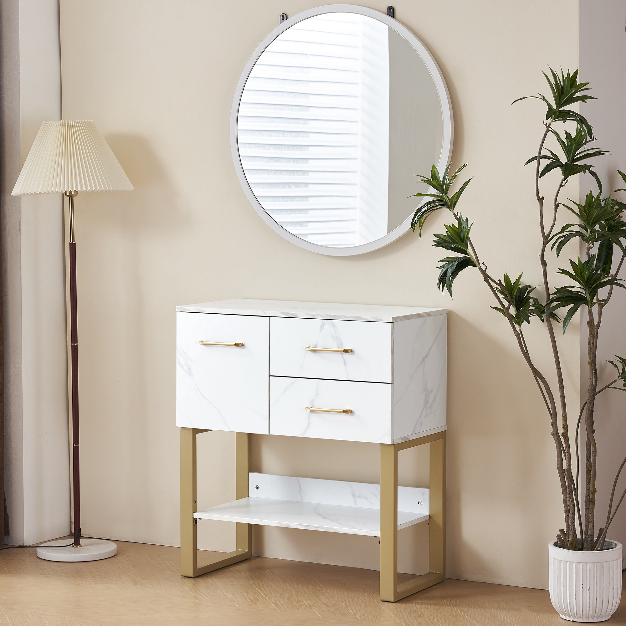 BarberPub Barber Station Wall Mount Storage Cabinet Bathroom Dresser with Shelf 3185