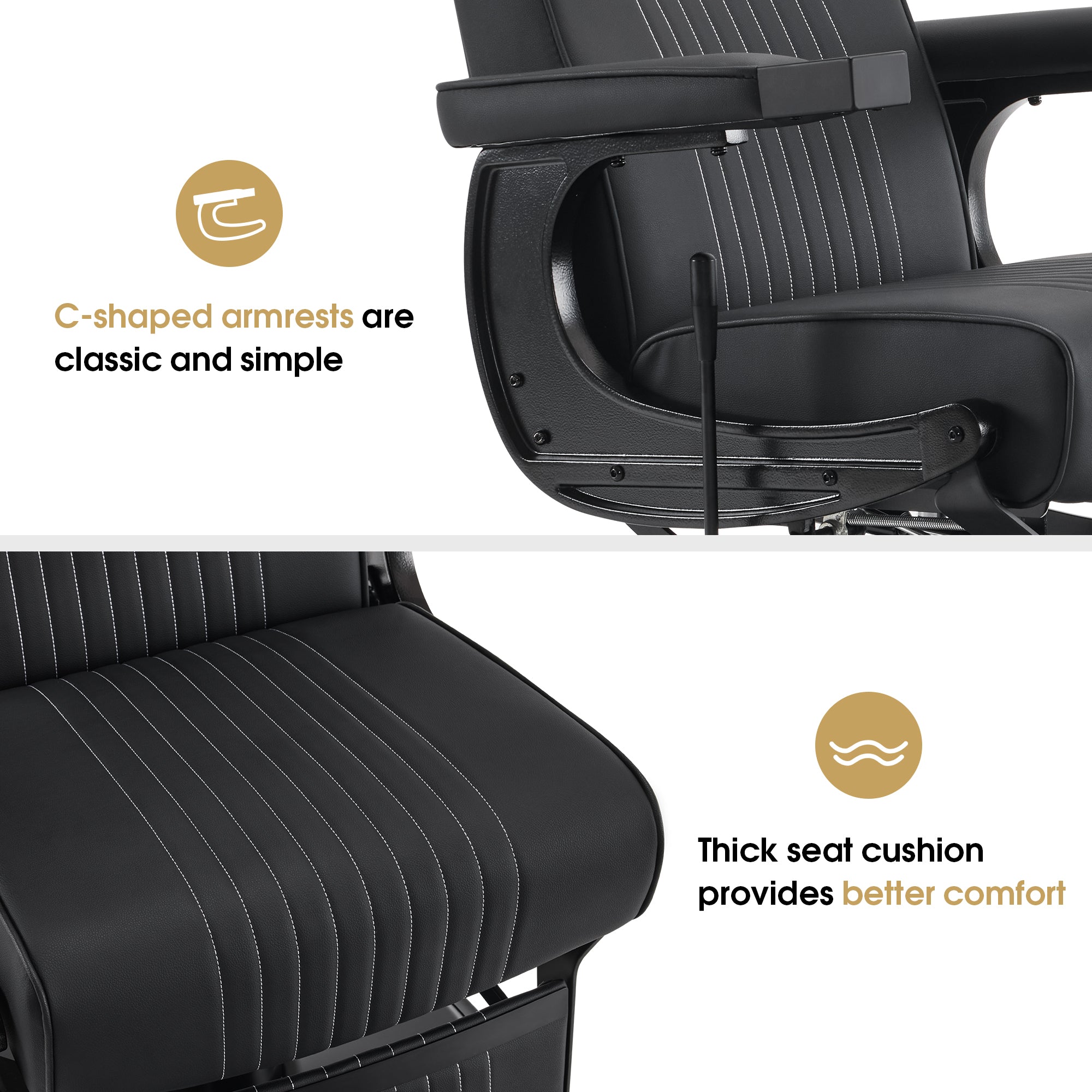 BarberPub Reclining Barber Chair, Hydraulic Styling Salon Chair for Hair Stylist 8334