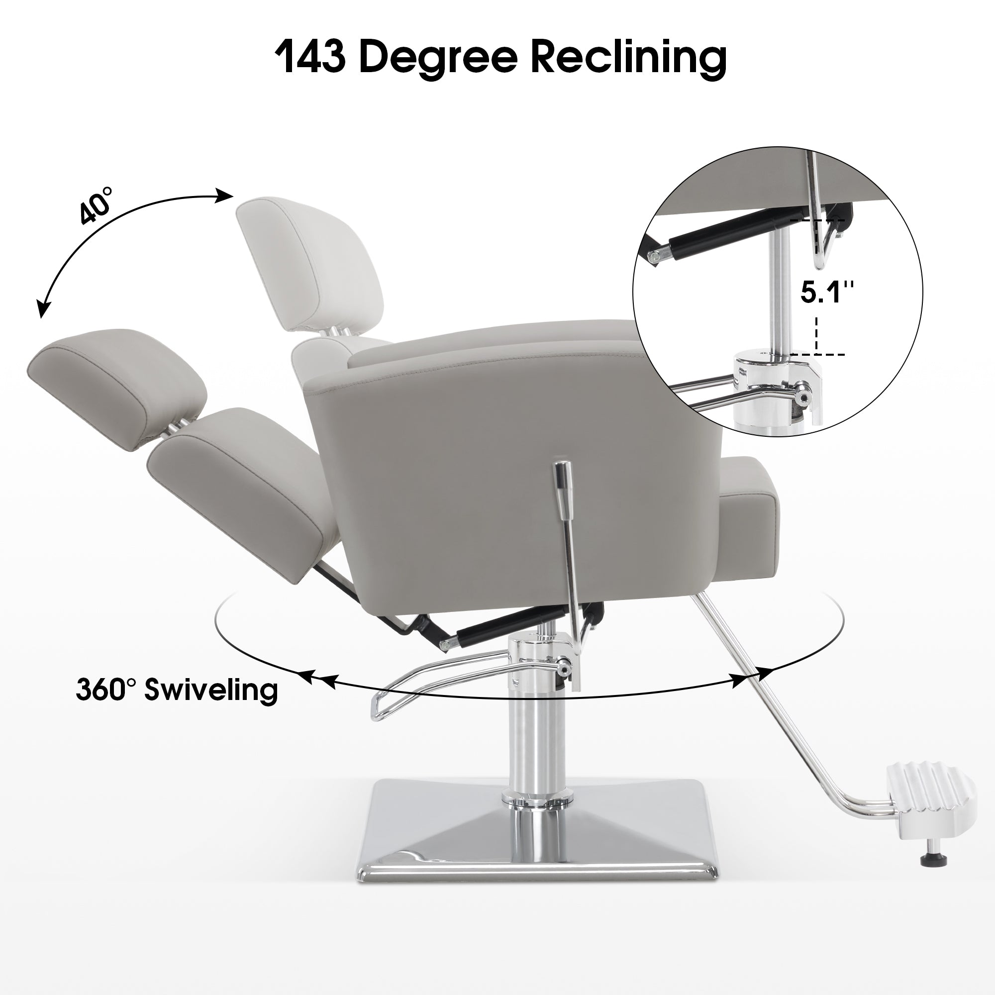 BarberPub Barber Salon Chair for Hair Stylist, Hydraulic Reclining Styling Chair 9410
