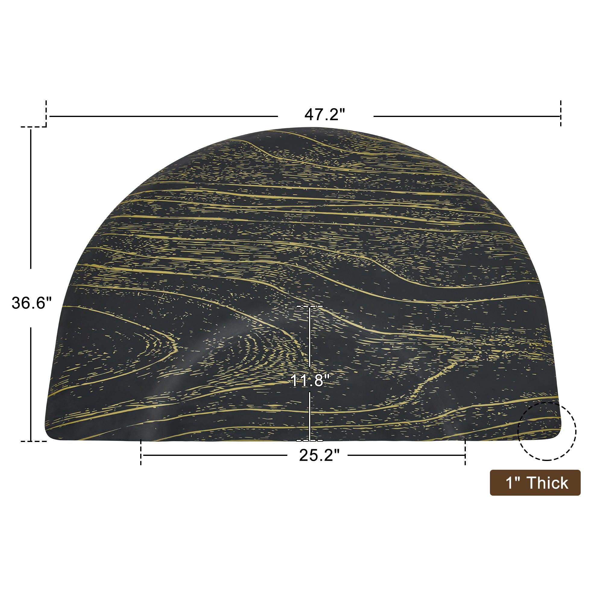 3'x4' Barber Mat Anti-Fatigue Floor Mat Circle 1"Thick 0025