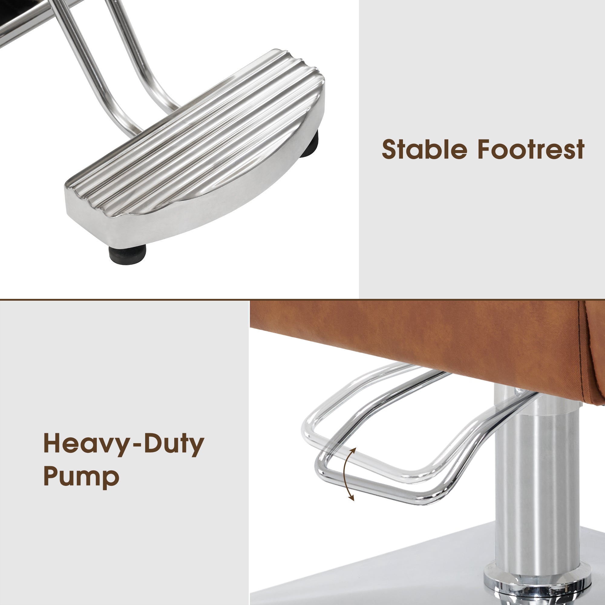 BarberPub Salon Chair 3802 & Backwash Shampoo Chair 9370 Set – Brown Hydraulic Barber Styling Chair with Ceramic Hair Wash Bowl