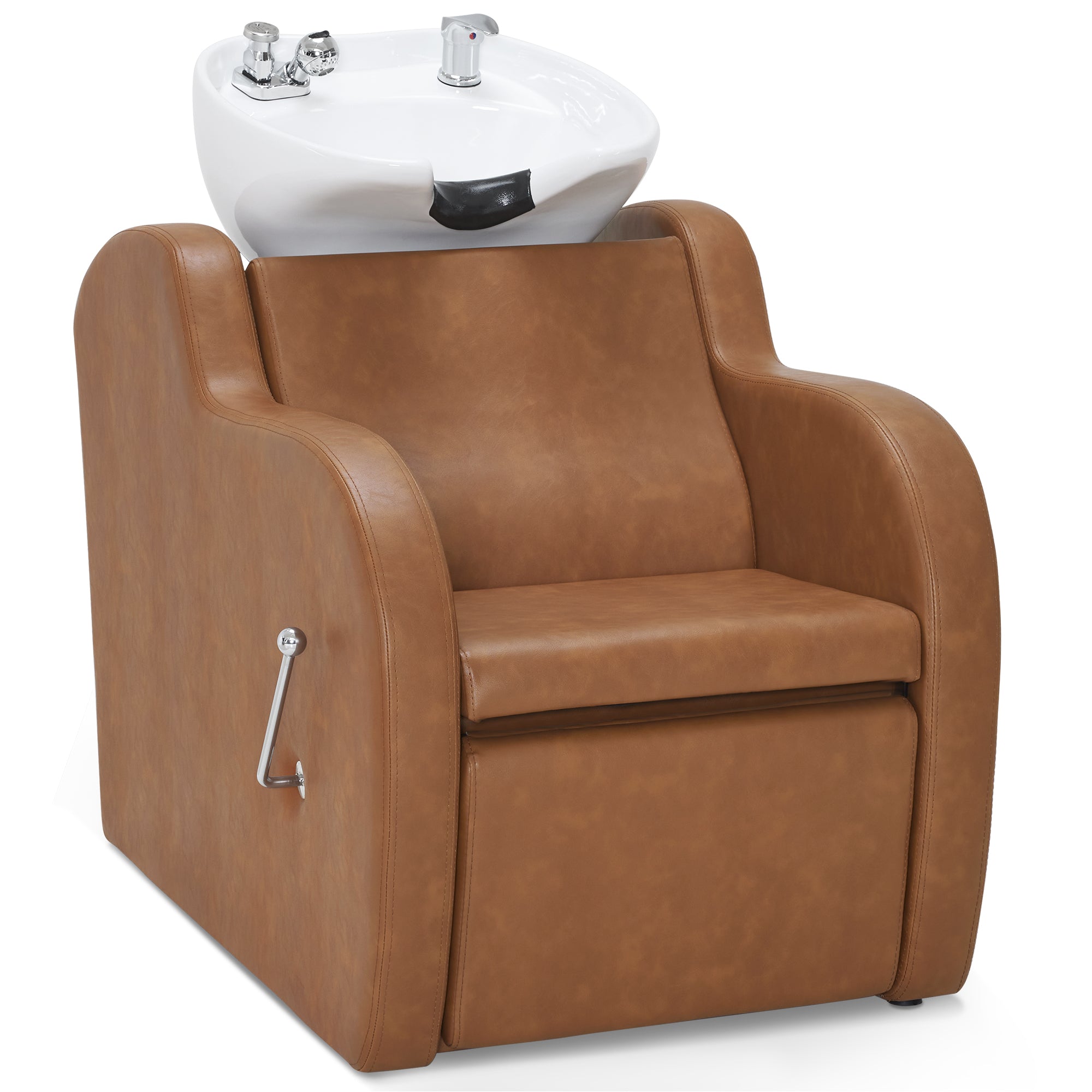 BarberPub Shampoo Bowl and Chair Set, Adjustable Ceramic Bowl and Chair for Salon 9312