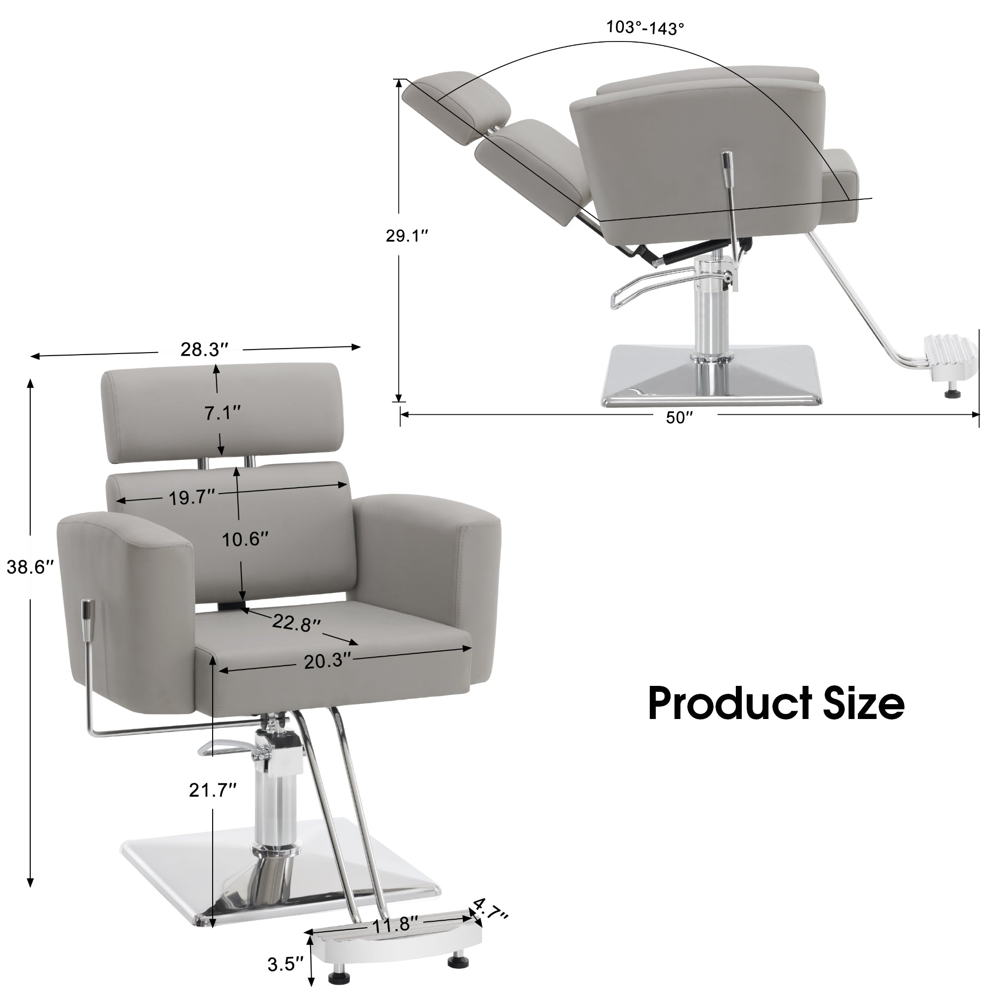 BarberPub Barber Salon Chair for Hair Stylist, Hydraulic Reclining Styling Chair 9410