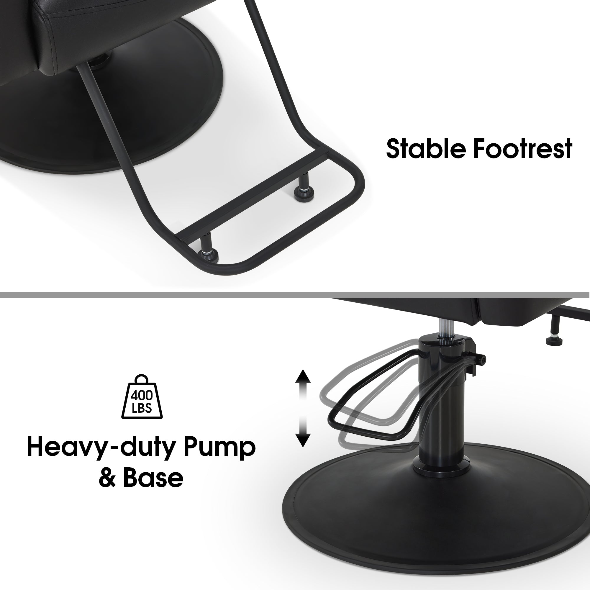BarberPub Black Salon Chair, Hydraulic Styling Chair for Hair Stylist, Home Salon 9434