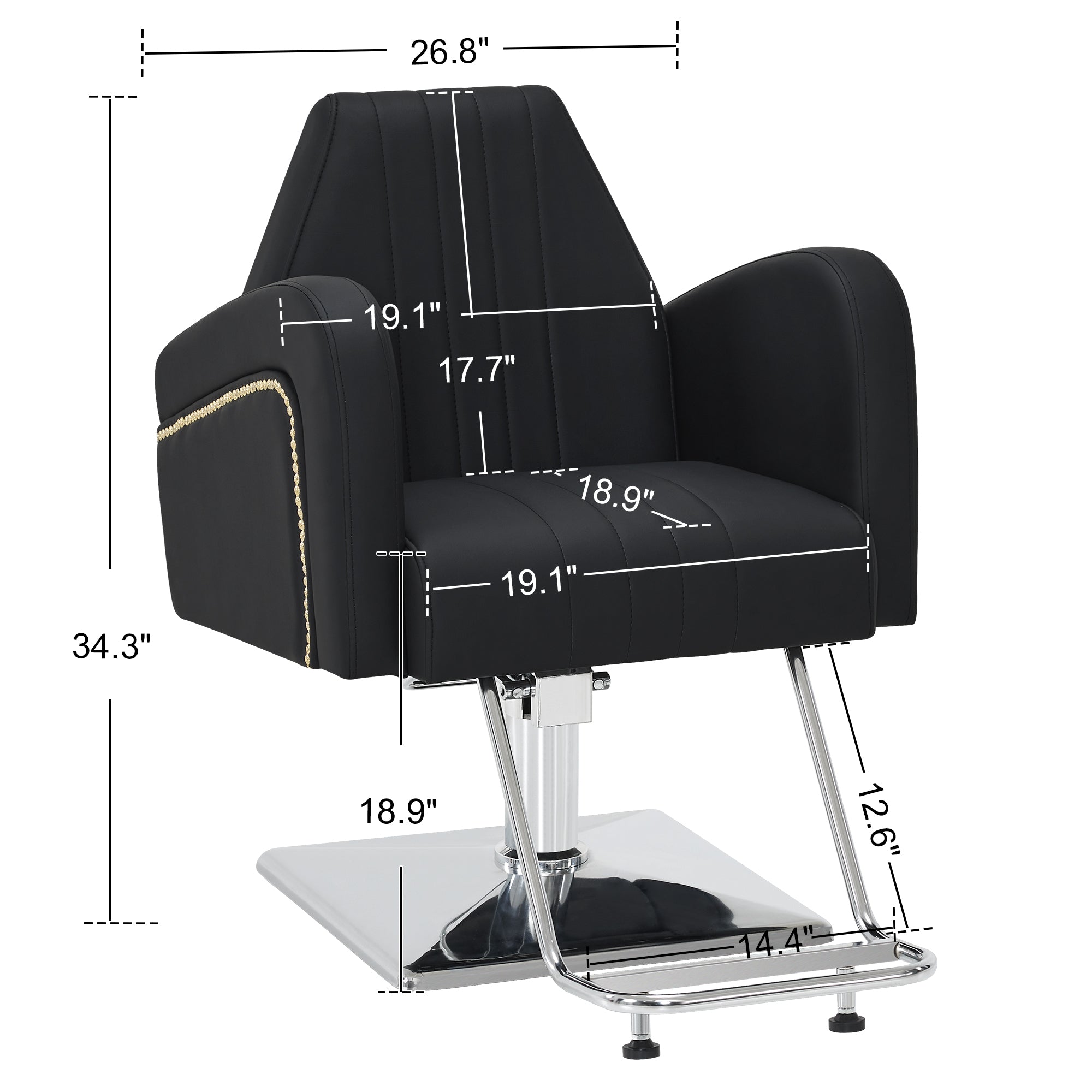 BarberPub Salon Chair, Hydraulic Styling Chair for Hair Stylist, Home Salon 9439