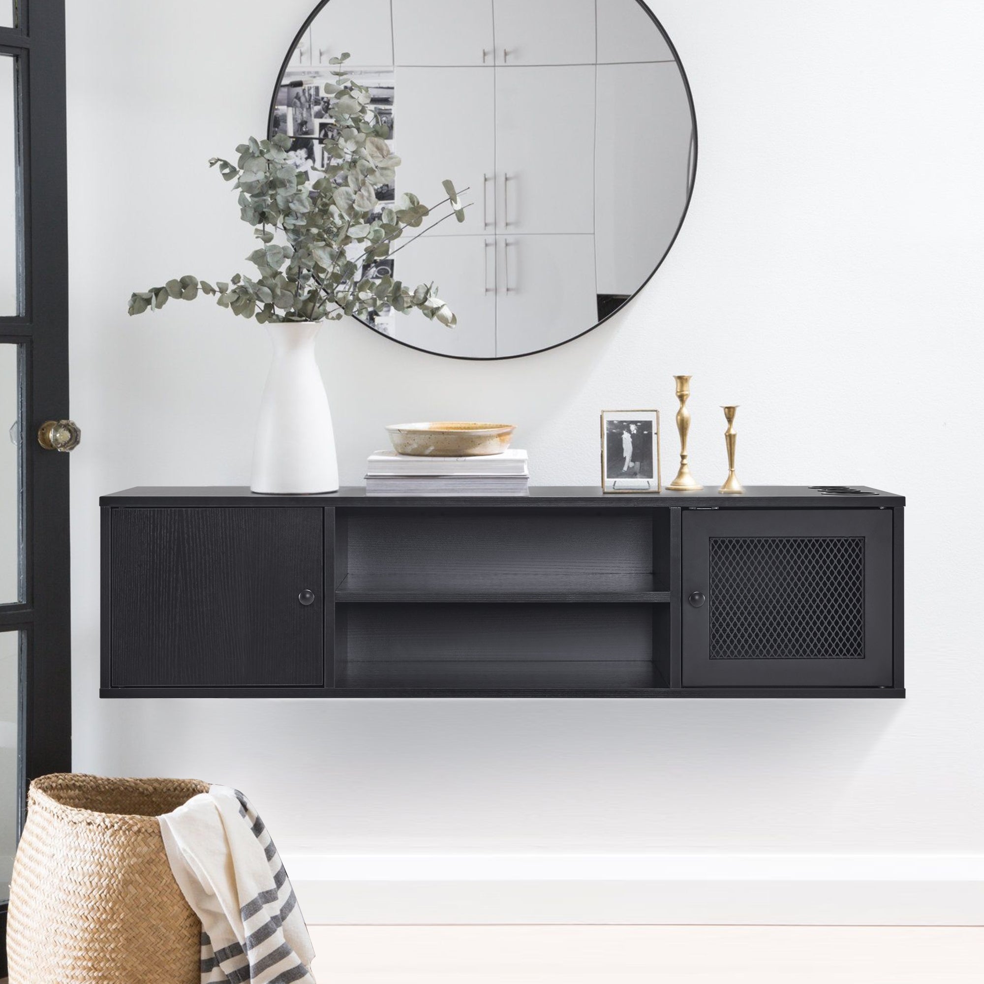 Wall Mount Barber Station for Hair Stylist Salon Stations with 3 Hair Dryer Holders 2501