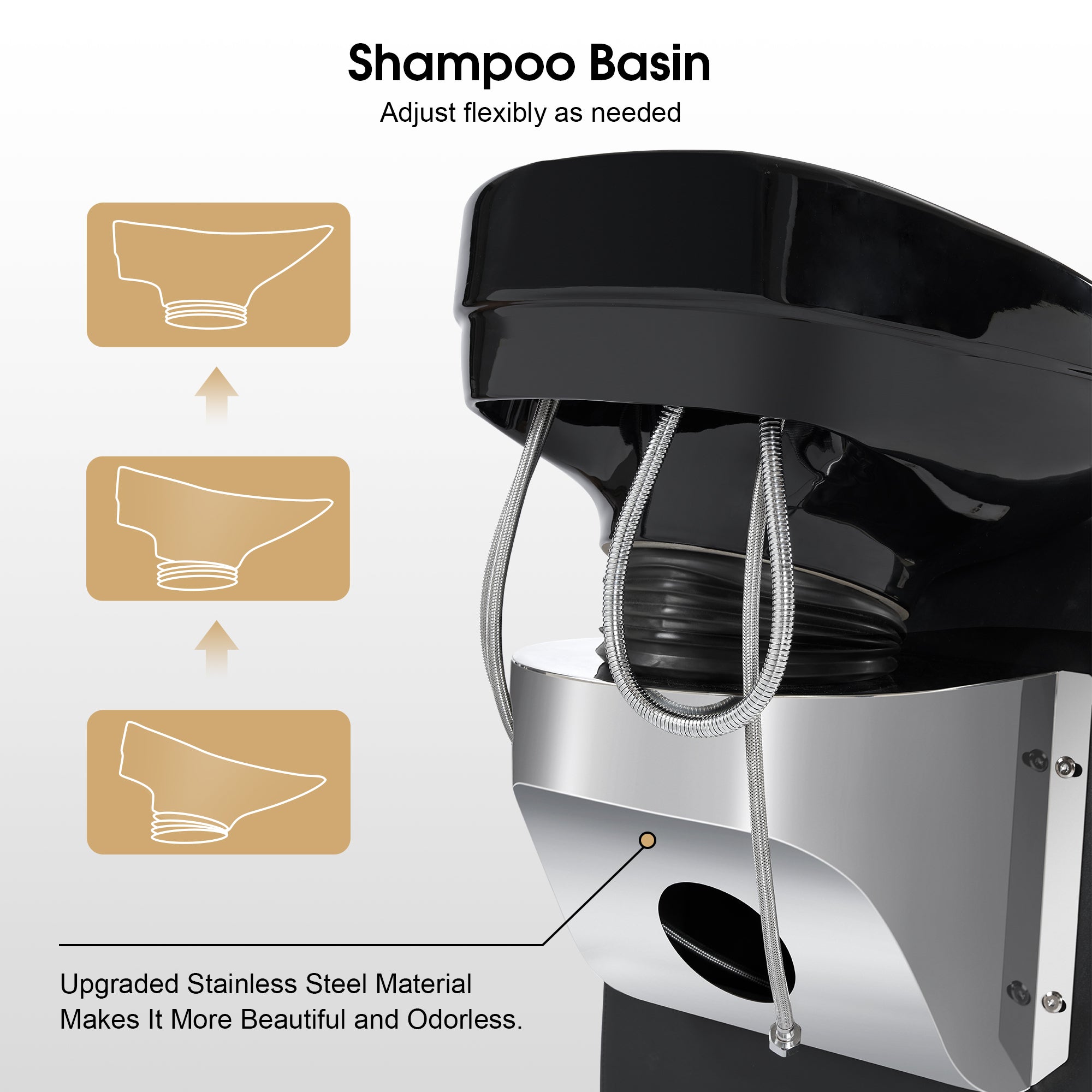 BarberPub Ceramic Bowl Backwash Shampoo Chair, Hair Washing Salon Station 9102