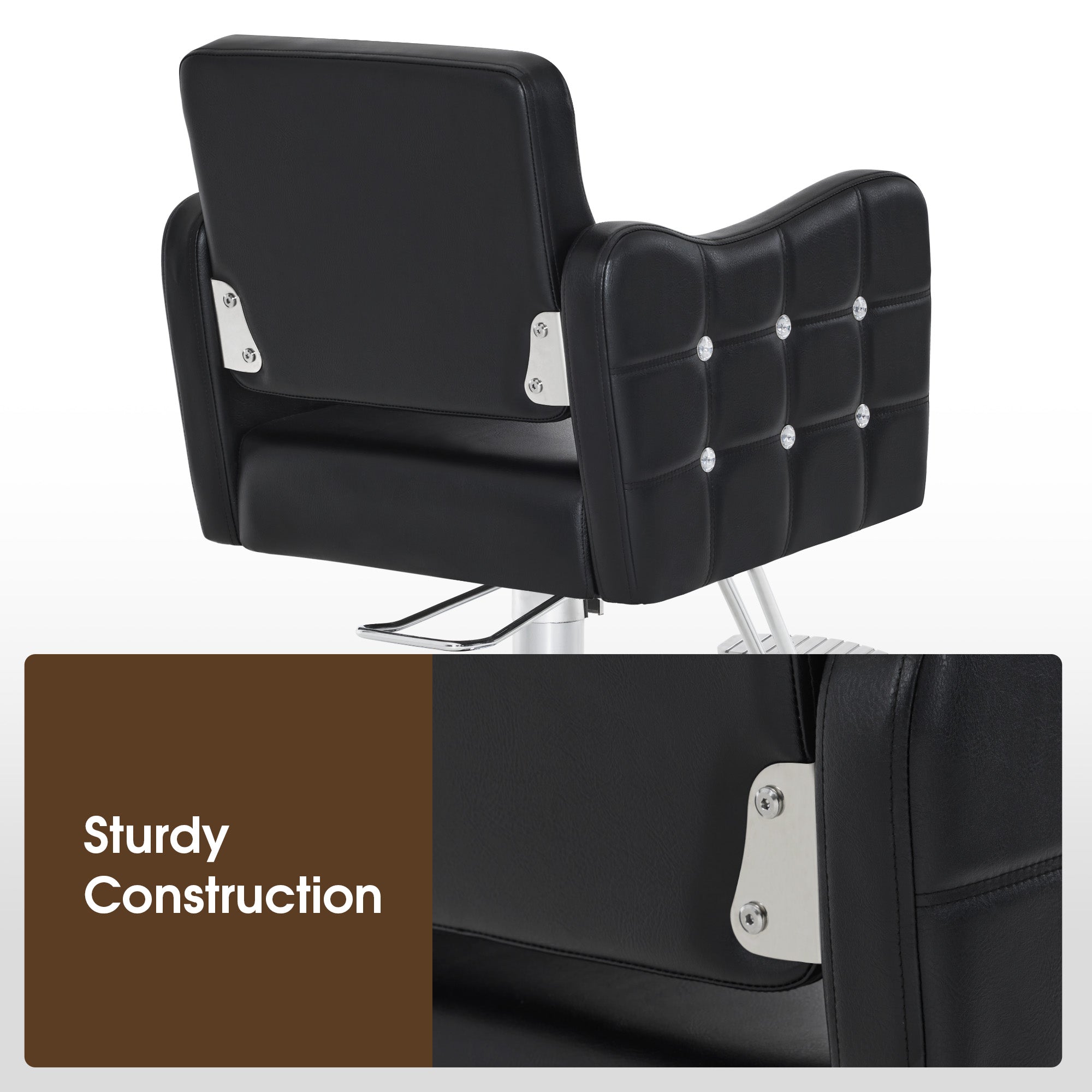 BarberPub Classic Salon Chair, Hydraulic and 360° Swivel, Black Styling Chair, 6154-8167BK