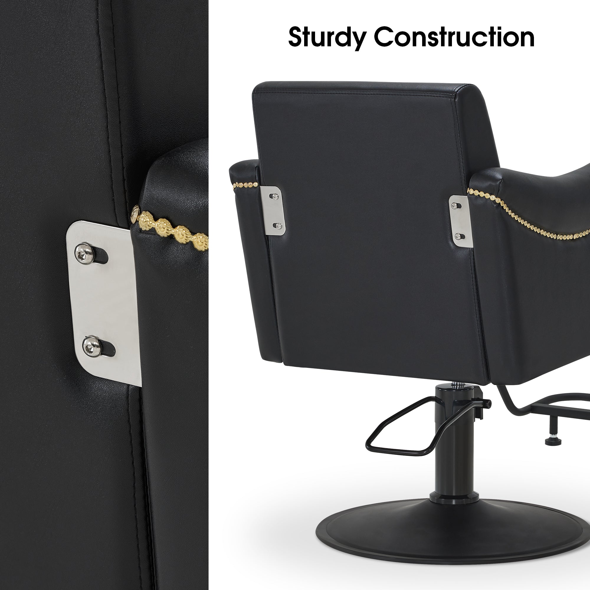 BarberPub Black Salon Chair, Hydraulic Styling Chair for Hair Stylist, Home Salon 9434