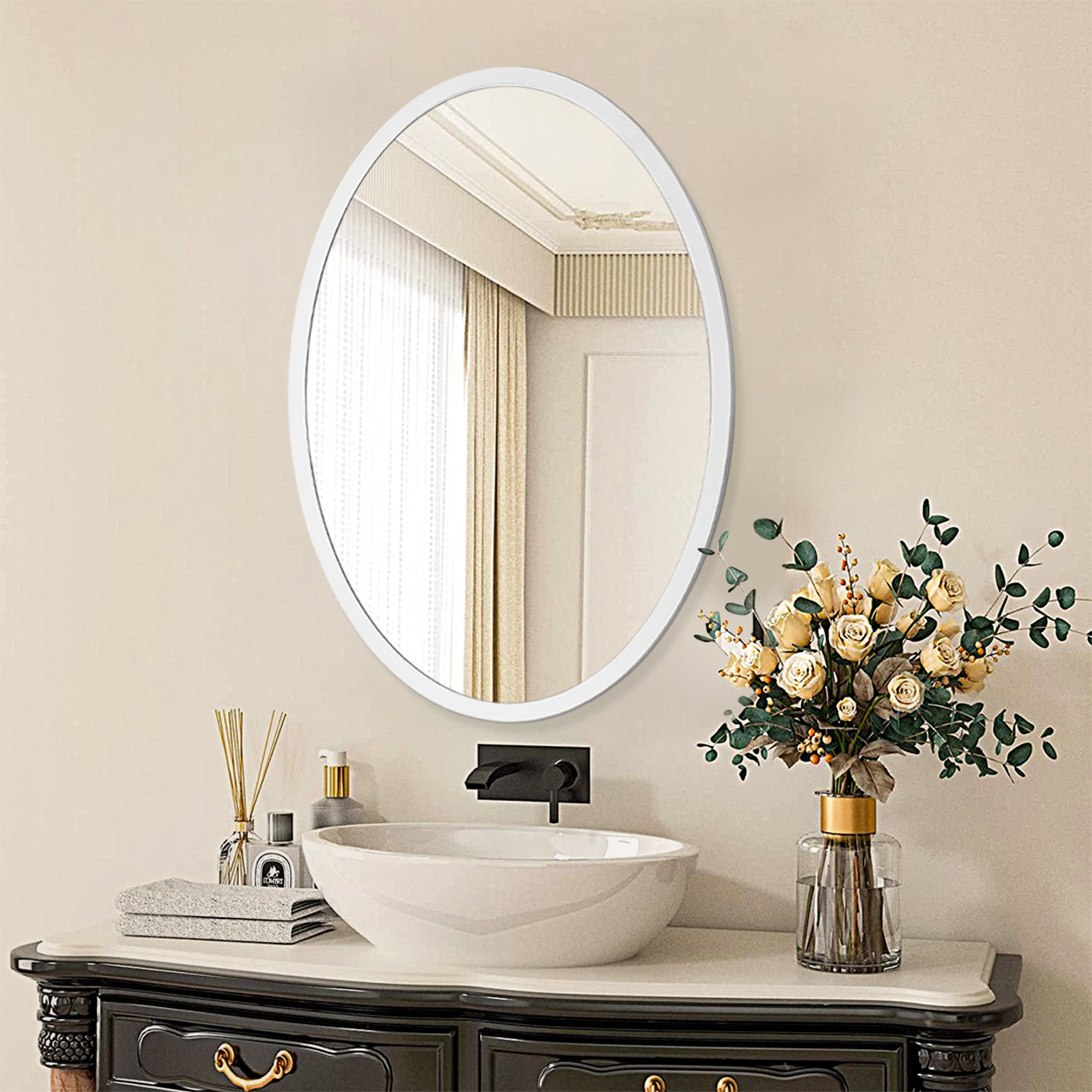 BarberPub Wall Mount Dressing Mirror Salon Mirror with Wooden Frame CH/RO/EL-3