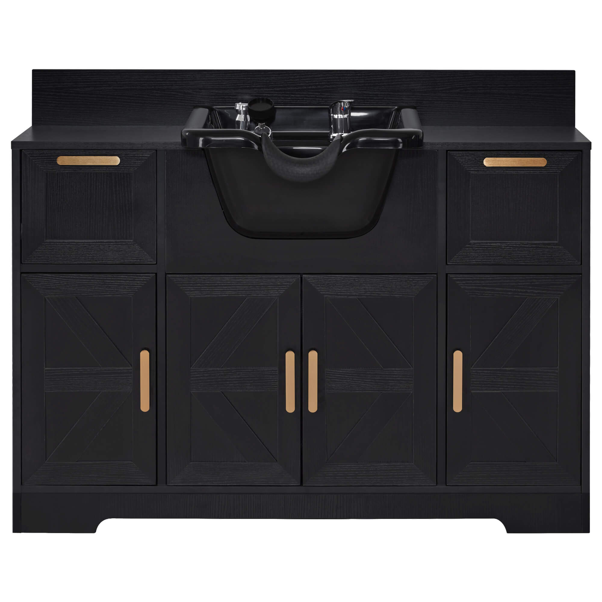 Barber Shampoo Storage Station, Hair Salon Shampoo Equipment with Backwash Sink & Cabinet 7137