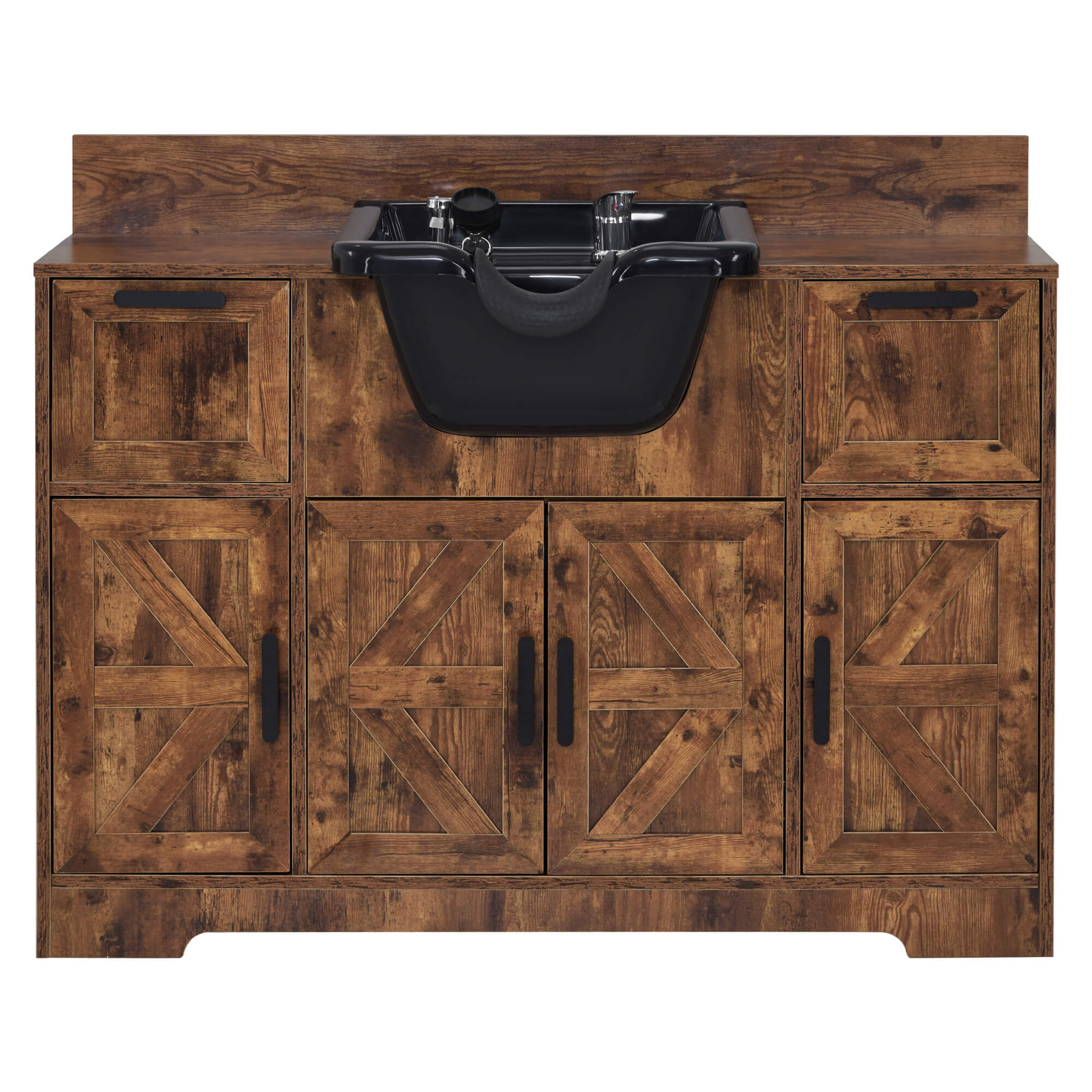 Barber Shampoo Storage Station, Hair Salon Shampoo Equipment with Backwash Sink & Cabinet 7137