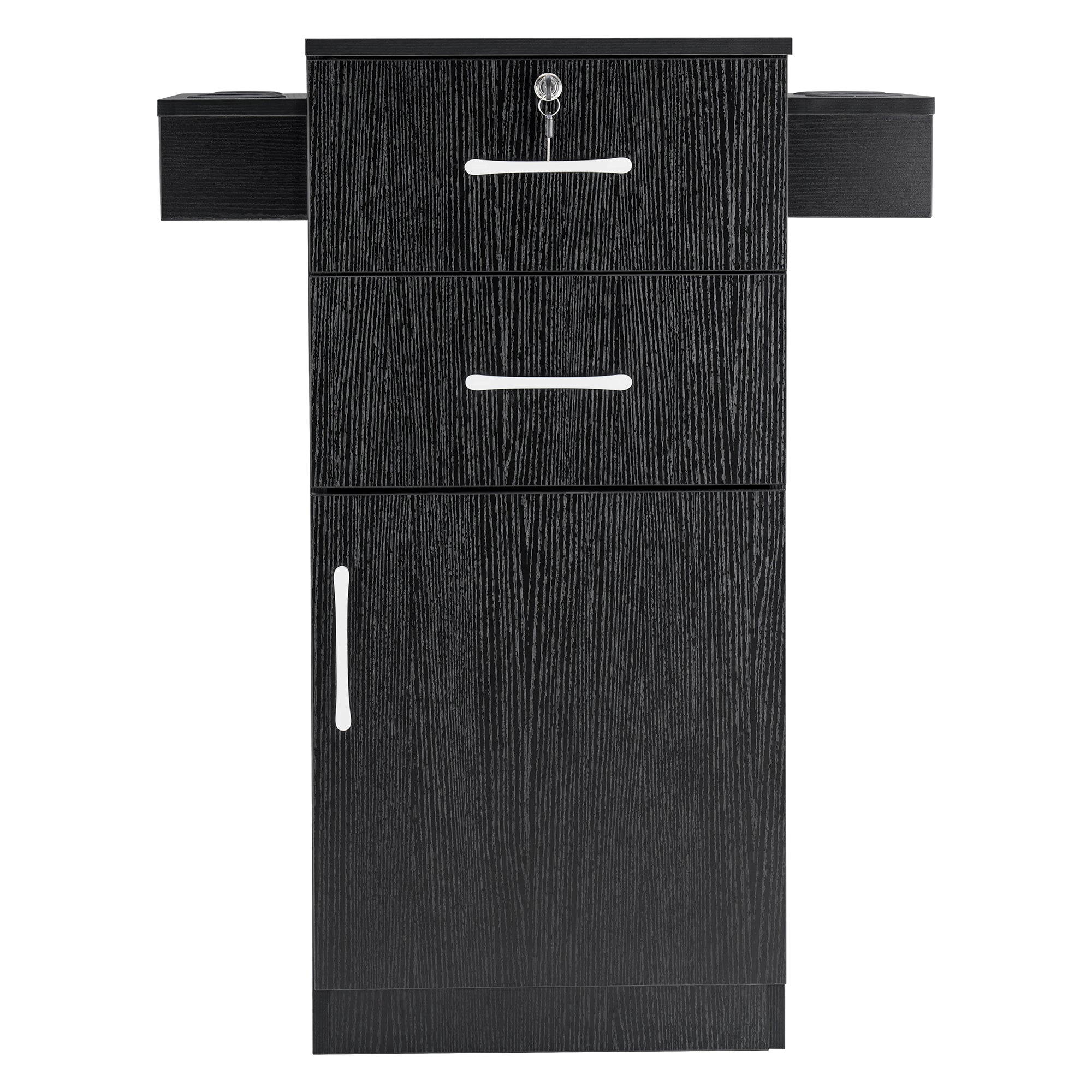 Modern Salon Station with Lockable Drawer & Cabinet, Storage Barber Cabinet for Hair Salon 2021