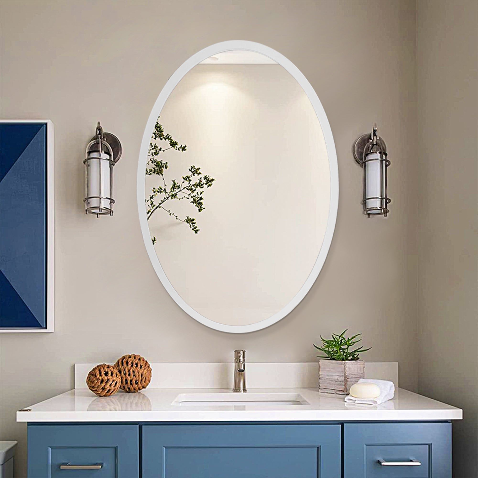 BarberPub Wall Mount Dressing Mirror Salon Mirror with Wooden Frame CH/RO/EL-3