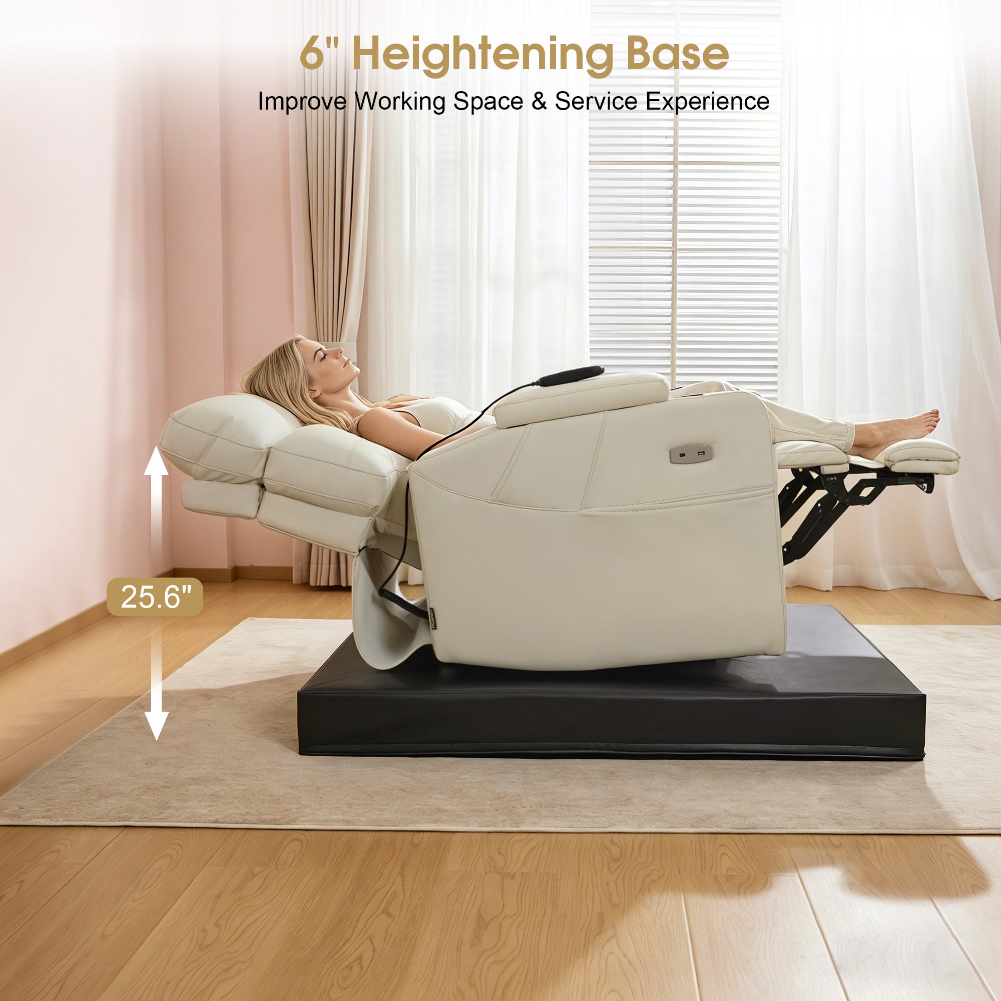 BarberPub Elevated Wooden Base for Lash Recliner, 6″ Height, 45.3 x 53.1 inches, Multi-Layer Board, BS115