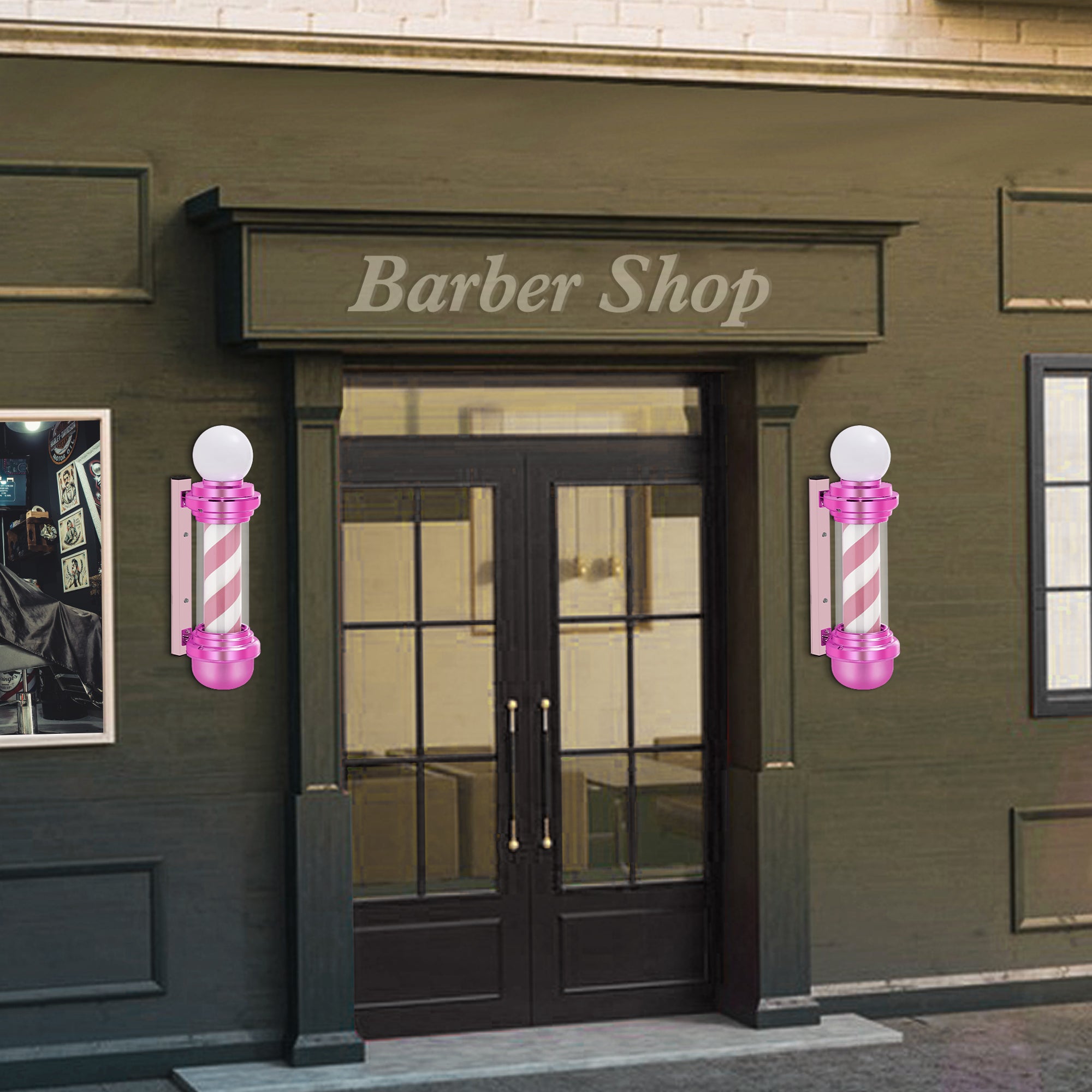 Barber Pole with LED Light for Hairdressing, Salon Shop Open Sign, Salon Spa Stripes Rotating Lamp L018