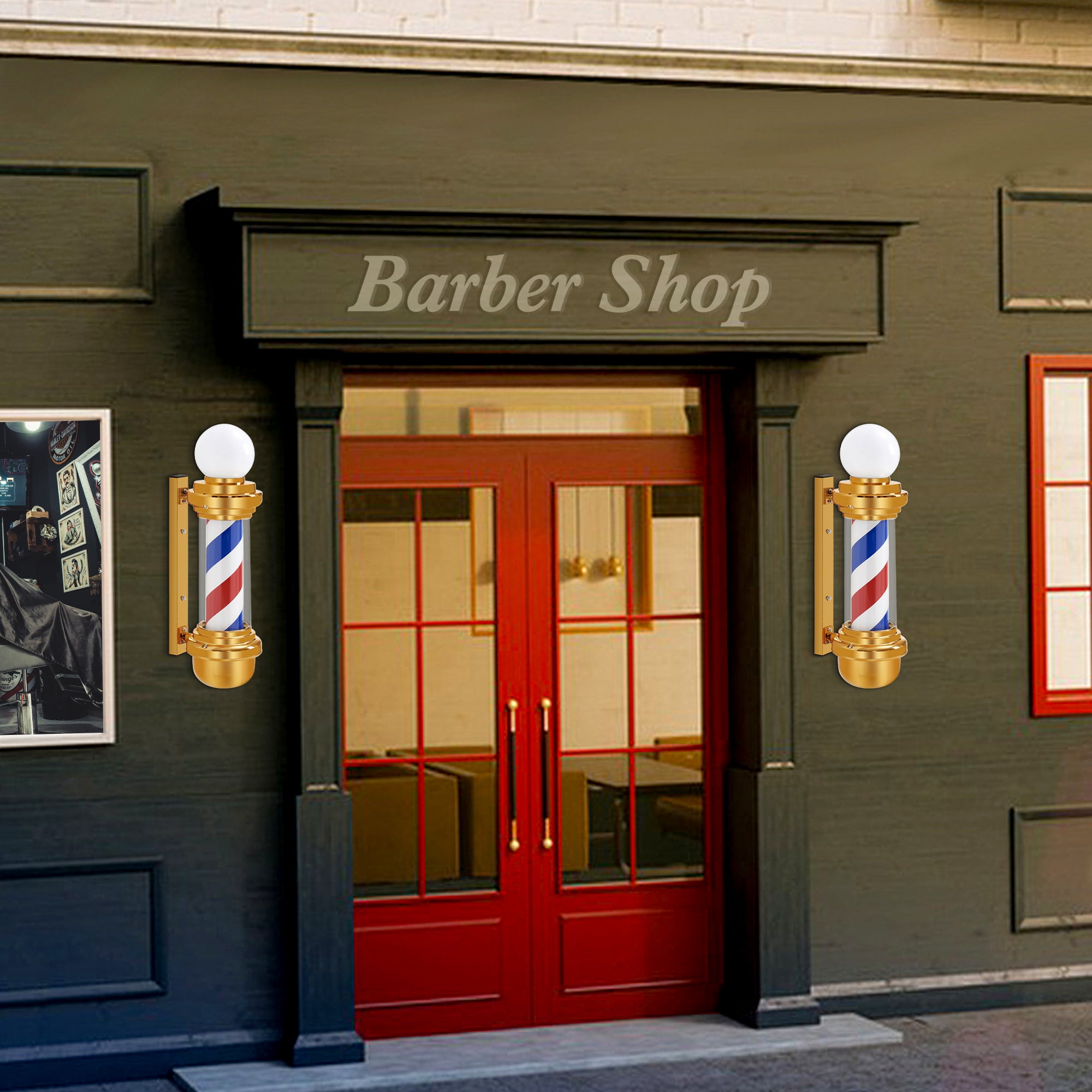 Barber Pole with LED Light for Hairdressing, Salon Shop Open Sign, Salon Spa Stripes Rotating Lamp L018