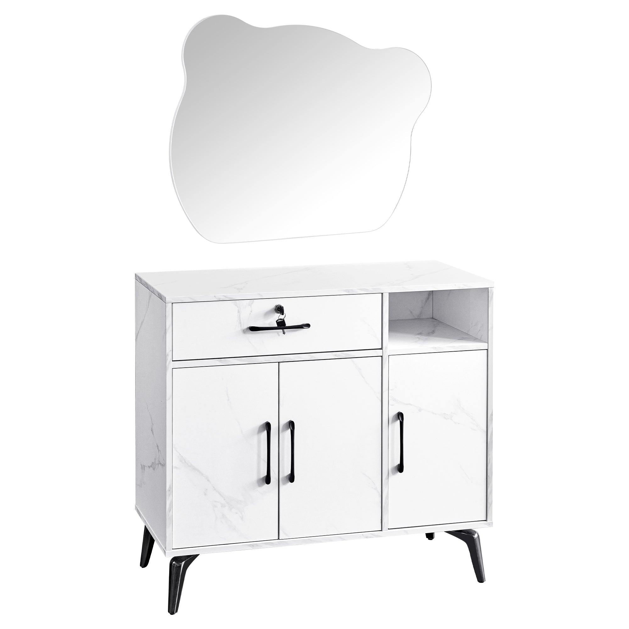 BarberPub Wall Mount Dressing Mirror Salon Mirror with Wooden Frame CH/RO/EL-3