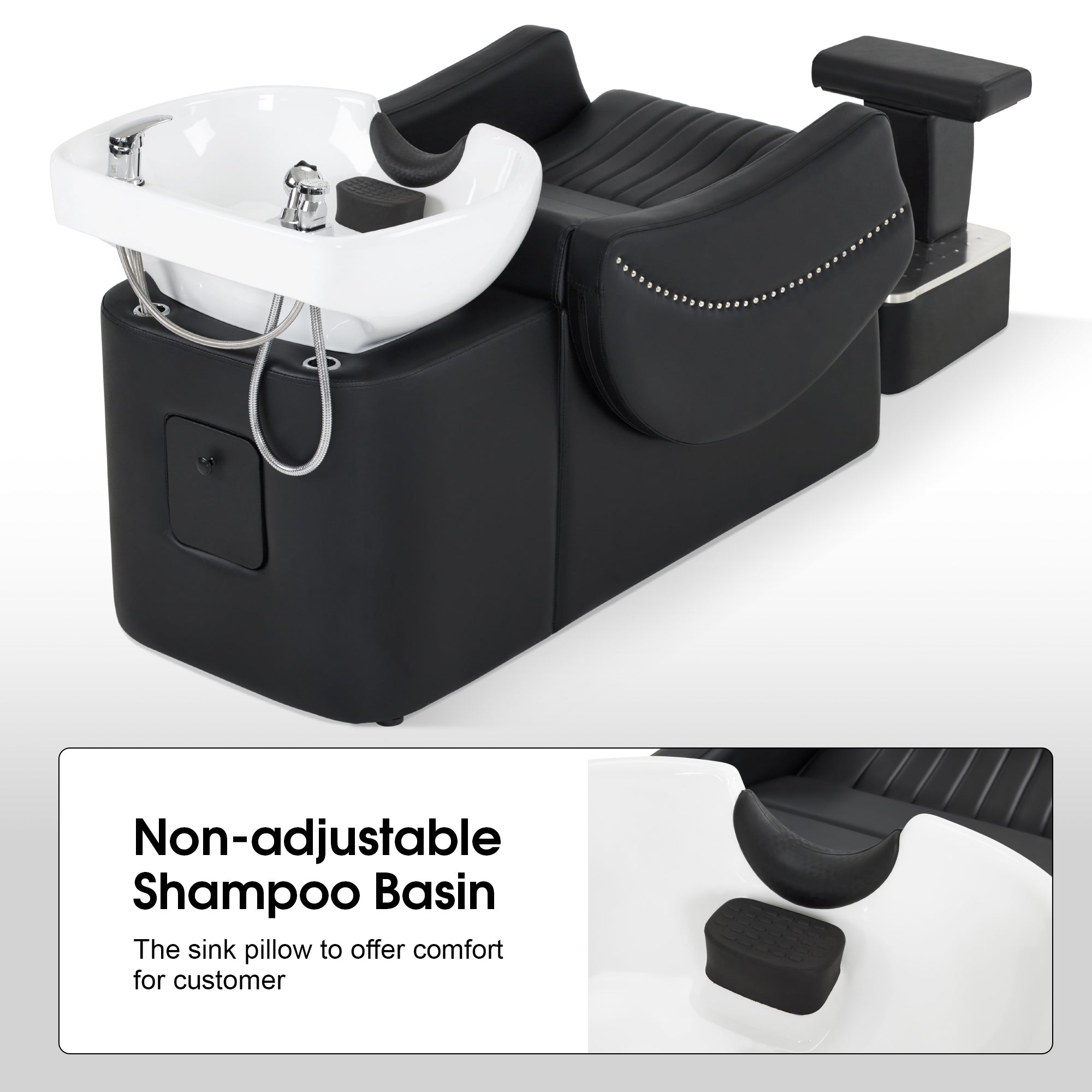 BarberPub Shampoo Backwash Station Chair, Ceramic Shampoo Bowl For Home Salon, Barbershop 9115