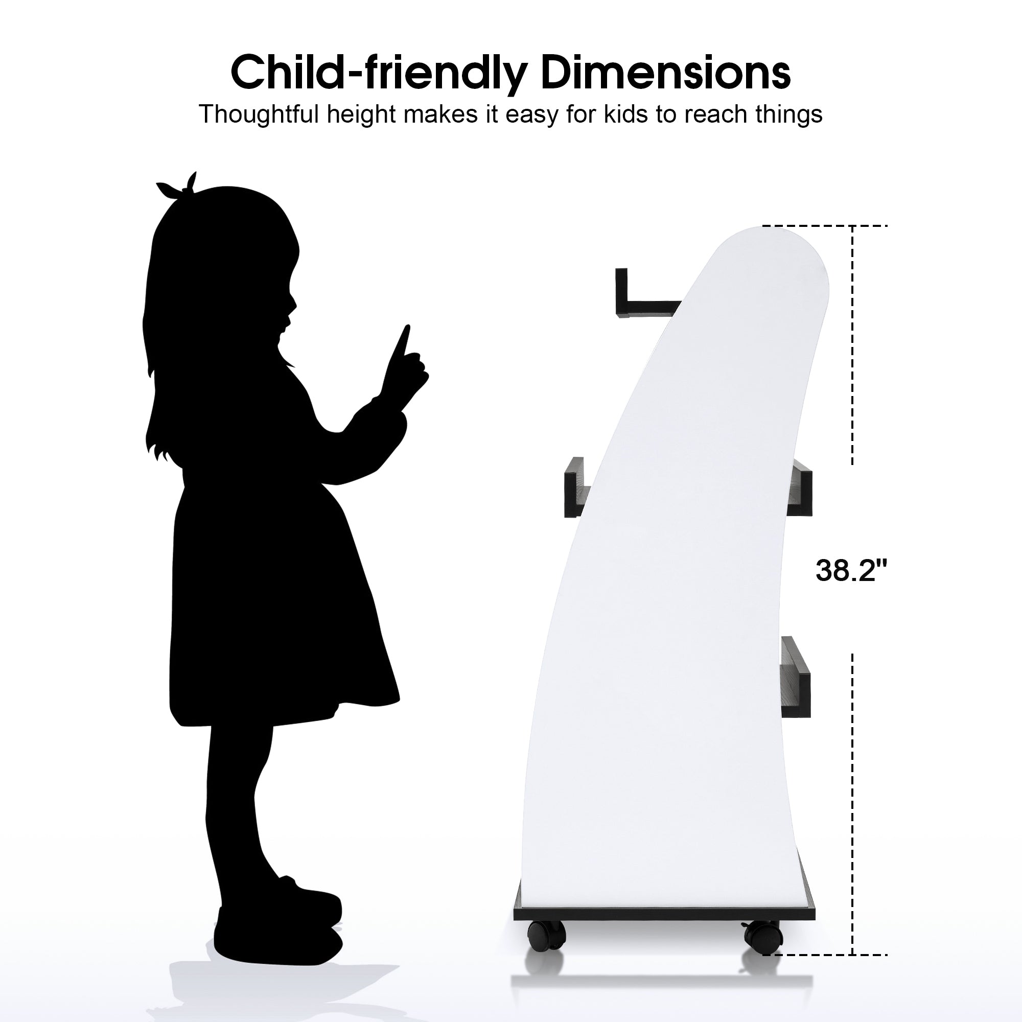 4-Tier Kids Bookshelf Rolling Cart for Storage, Children's Bookcases Organizer 2030