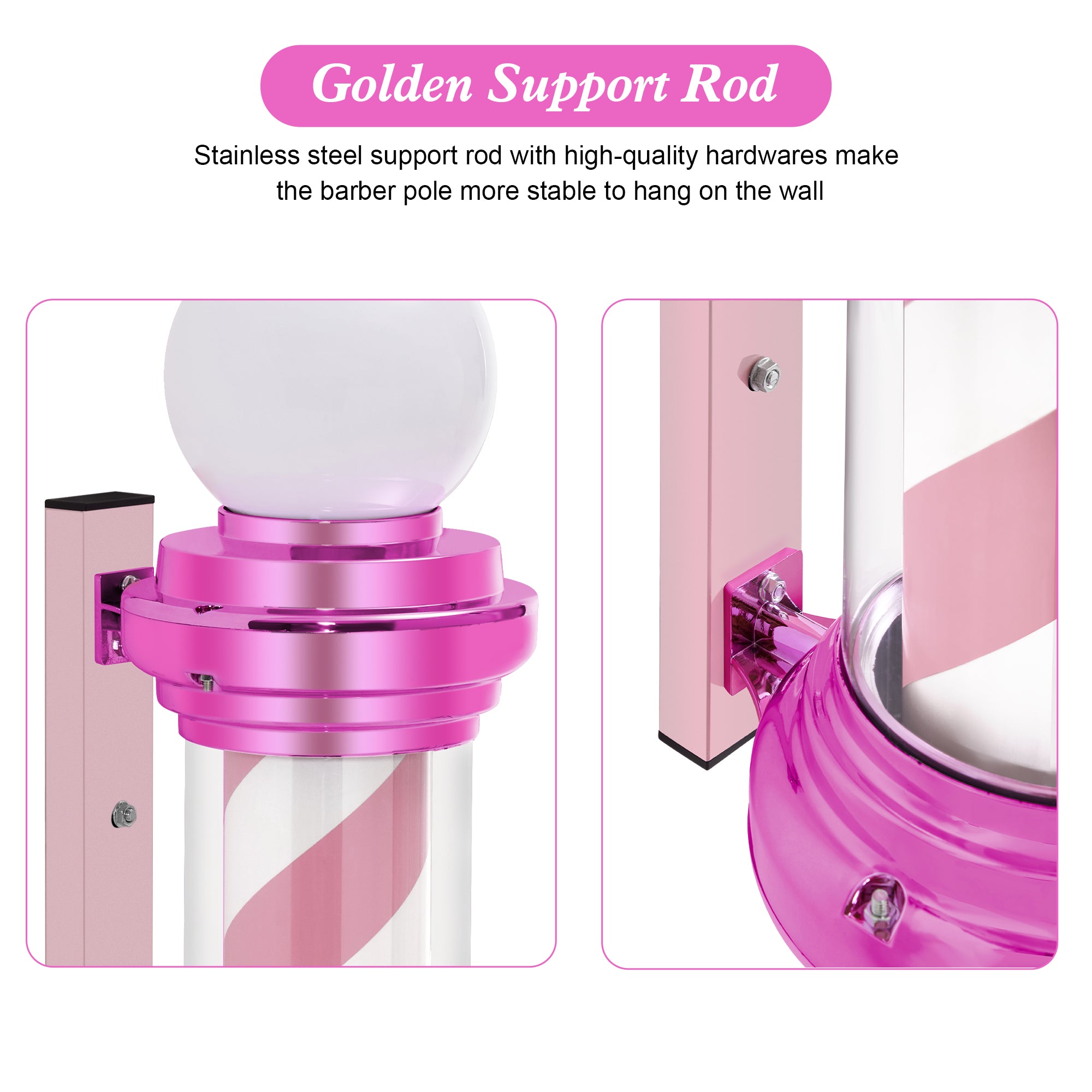 Barber Pole with LED Light for Hairdressing, Salon Shop Open Sign, Salon Spa Stripes Rotating Lamp L018