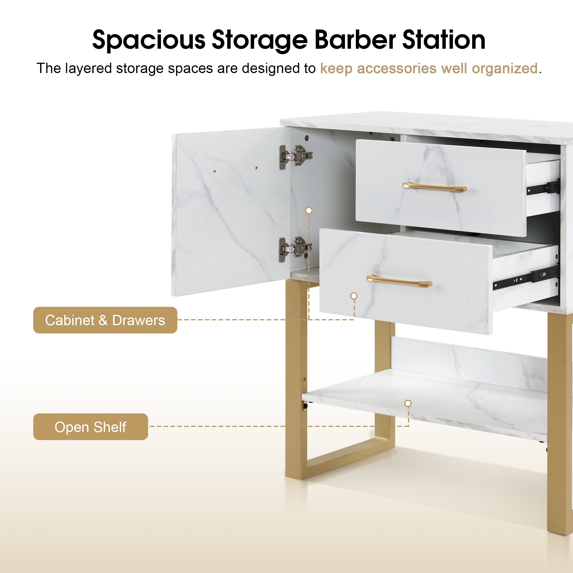 BarberPub Barber Station Wall Mount Storage Cabinet Bathroom Dresser with Shelf 3185