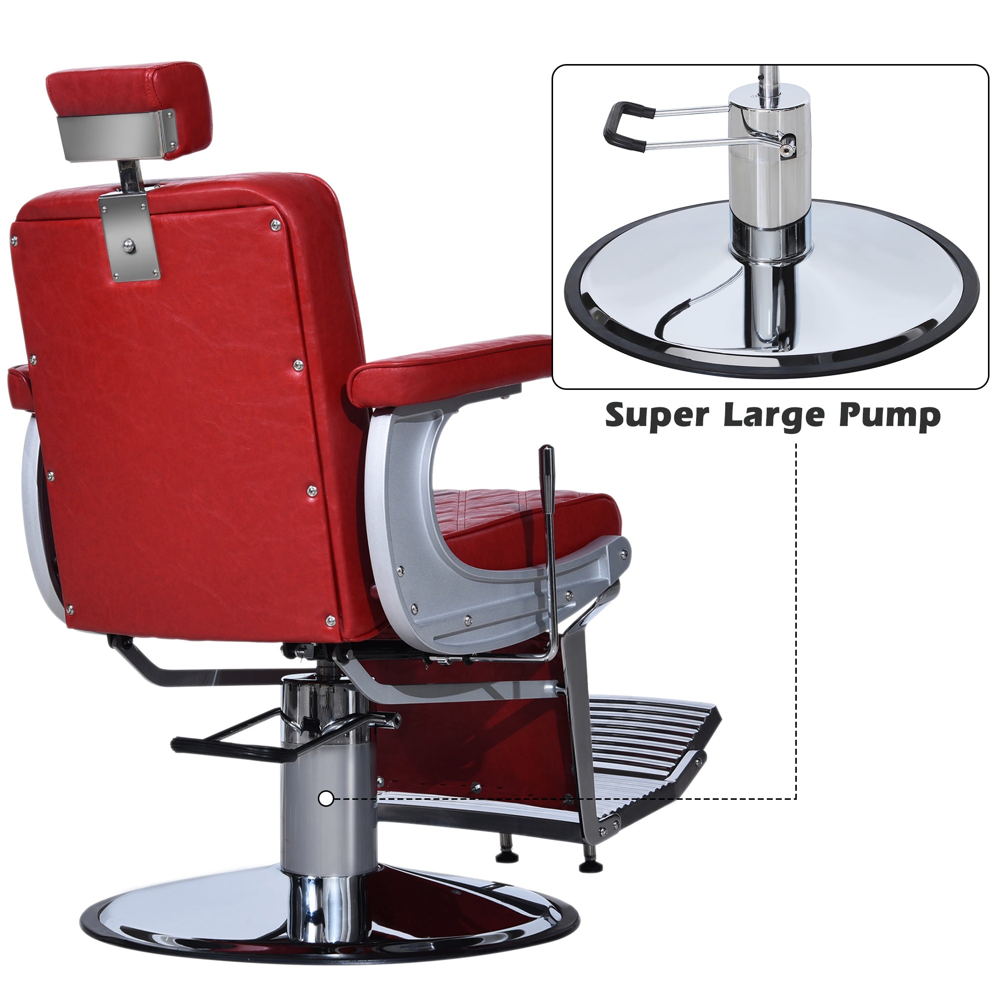 BarberPub Barber Chair for Hair Stylist, Reclining Barbershop Salon Chair 3825